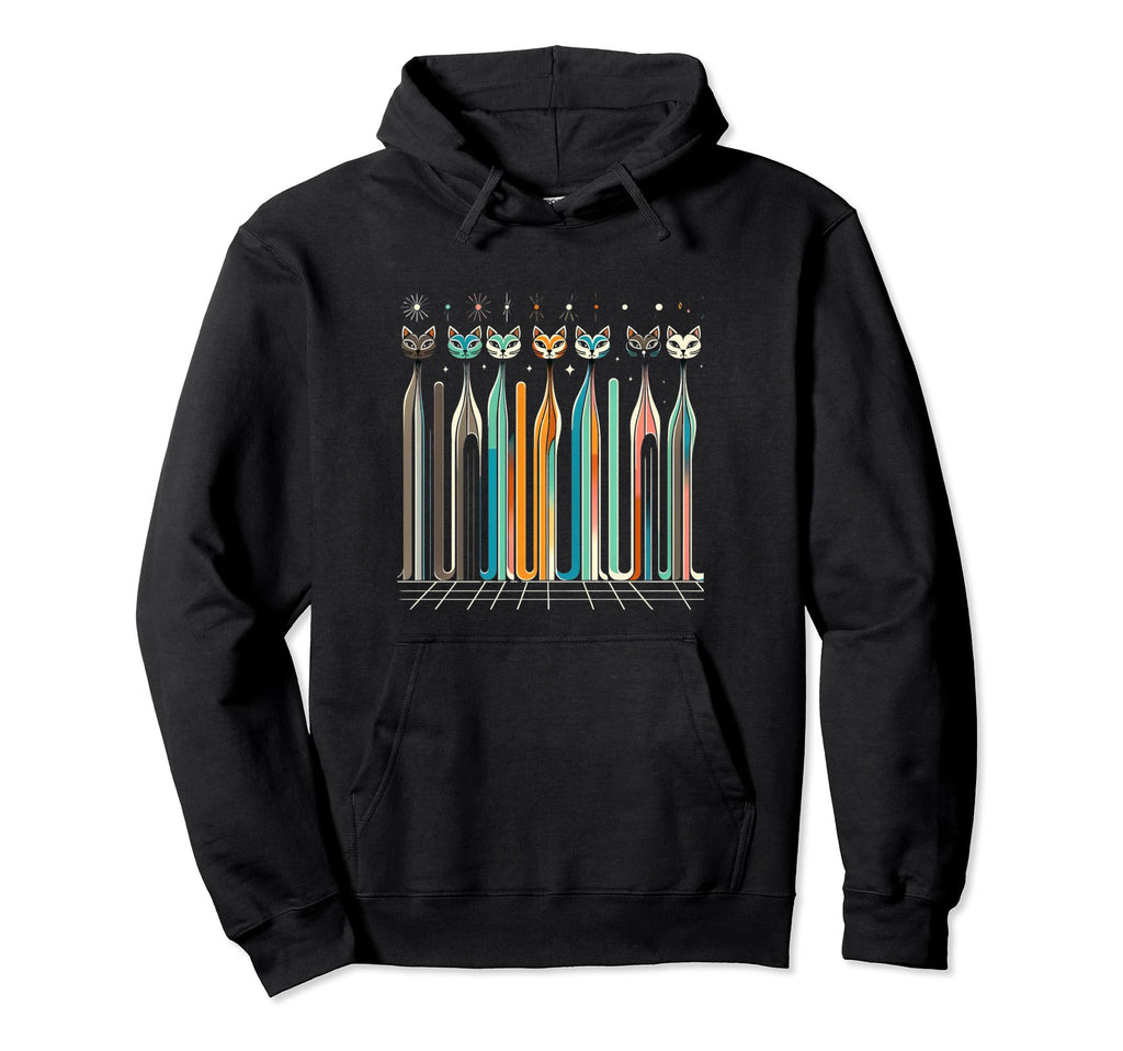 Mid Century Long Neck Cats 50S 60S Hoodie - Casual Everyday Wear for Adults - T-Shirt, Sweatshirt, Hoodie