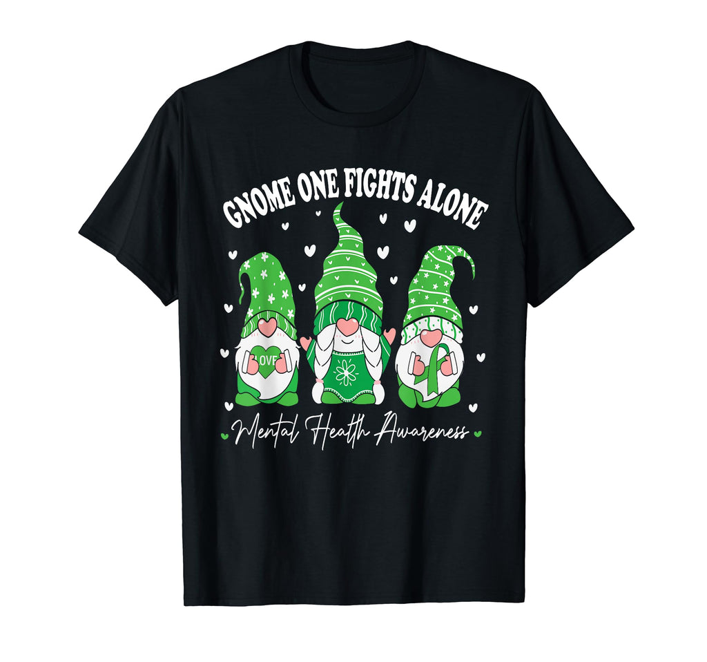 Green Ribbon Gnome One Fights Alone T-Shirt - Unique Graphic Men Women - T-Shirt, Sweatshirt, Hoodie