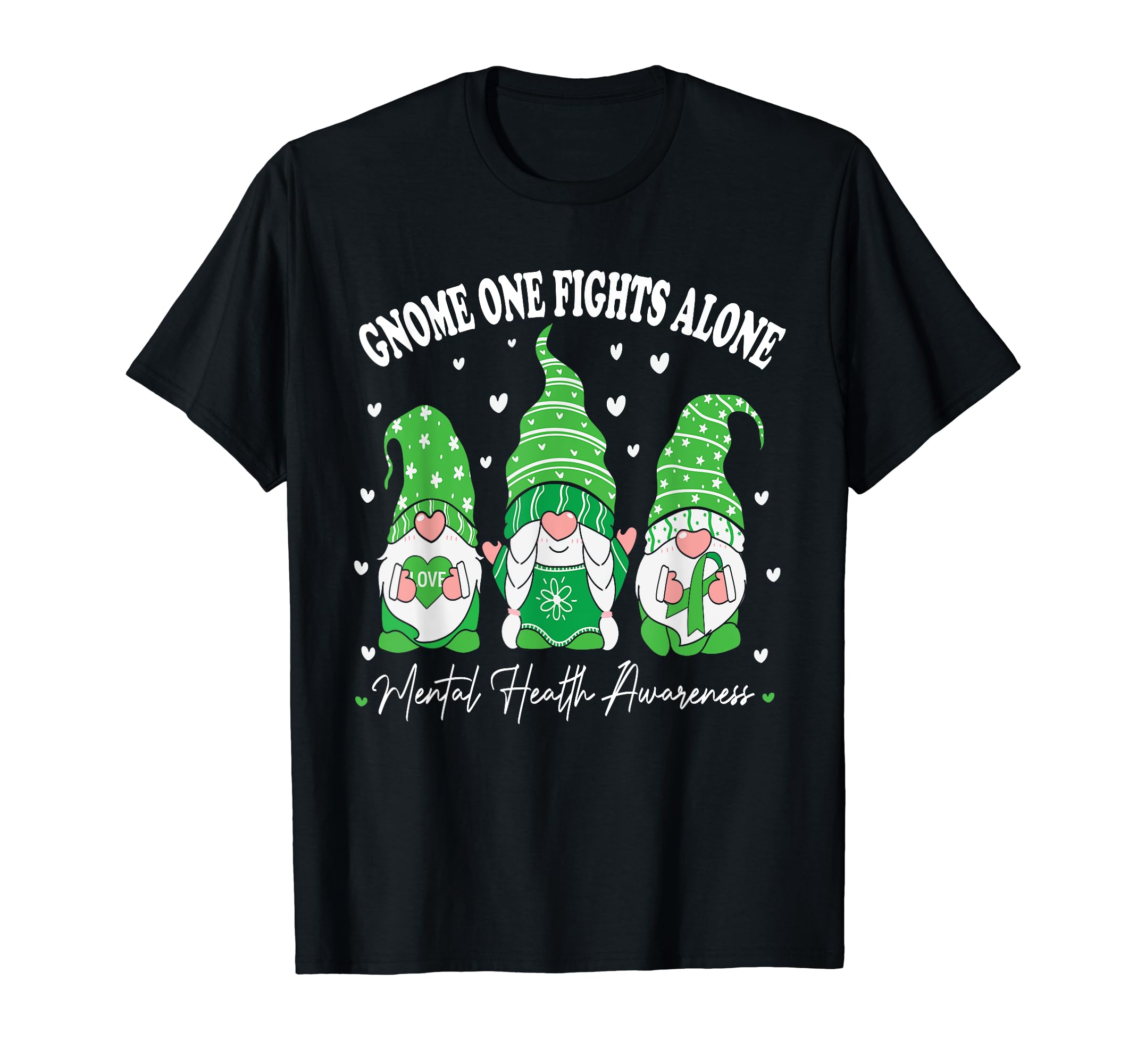 Green Ribbon Gnome One Fights Alone T-Shirt - Unique Graphic Men Women - T-Shirt, Sweatshirt, Hoodie