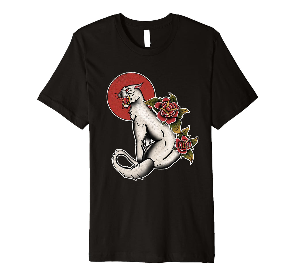 American Traditional Albino Panther Tattoo T-Shirt - Trendy Graphic Unisex - T-Shirt, Sweatshirt, Hoodie