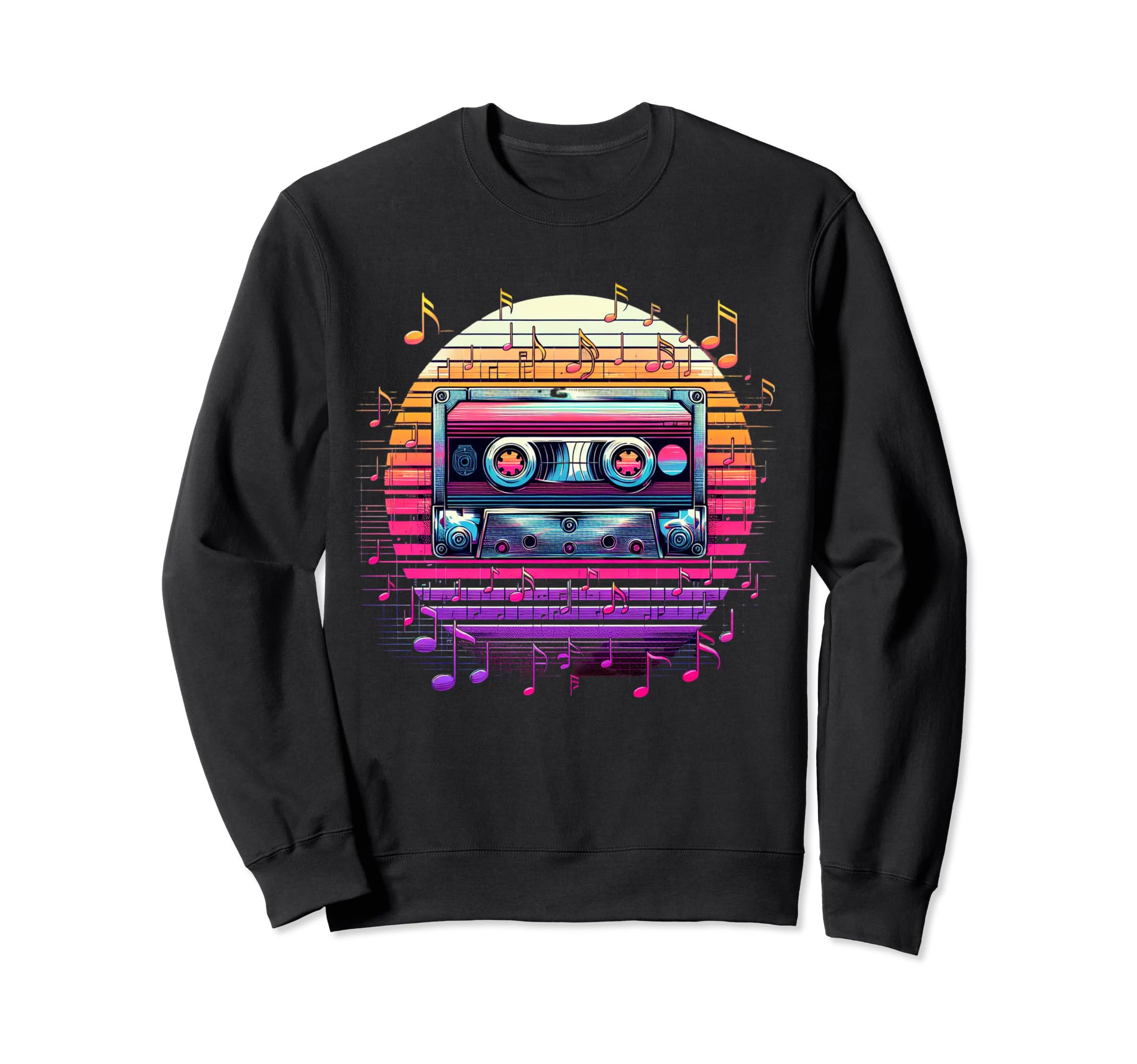 80S Tape Cassette Synthwave Sweatshirt - Fun Novelty Design for Adults - T-Shirt, Sweatshirt, Hoodie