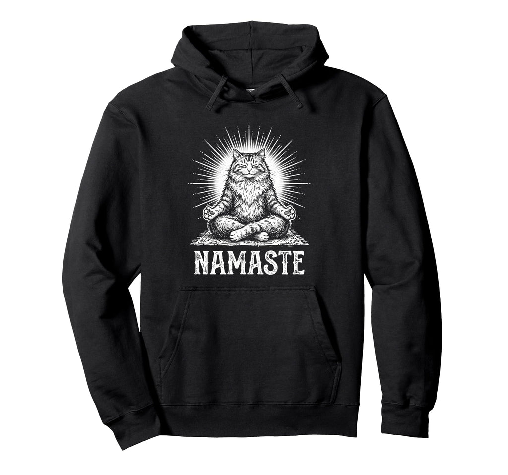 Namaste Cat Yoga Meditation Lover Zen Hoodie - Novelty Apparel for Adults - T-Shirt, Sweatshirt, Hoodie