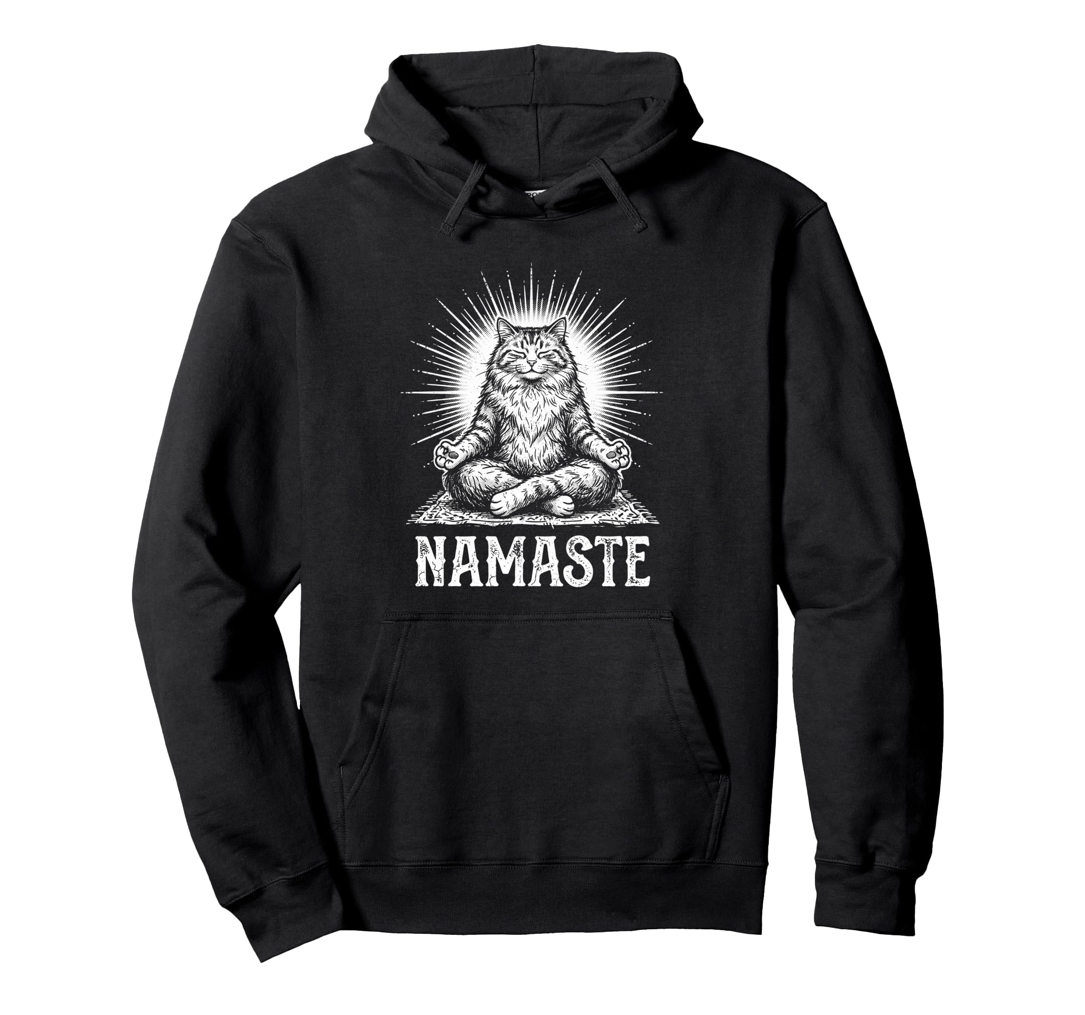 Namaste Cat Yoga Meditation Lover Zen Hoodie - Novelty Apparel for Adults - T-Shirt, Sweatshirt, Hoodie
