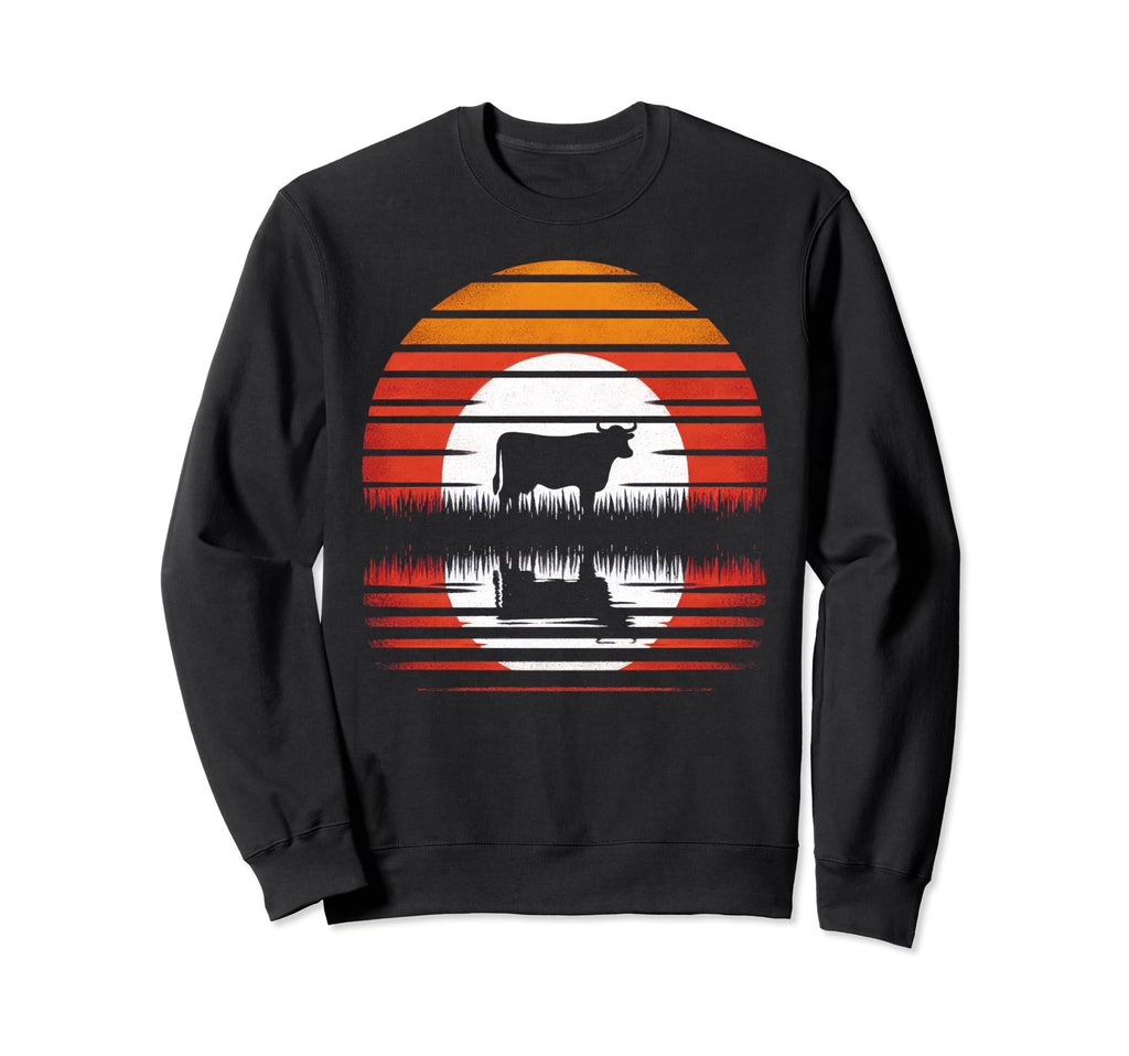 Cow Sunset Safari 70S Sweatshirt - Graphic Print for Adults - T-Shirt, Sweatshirt, Hoodie