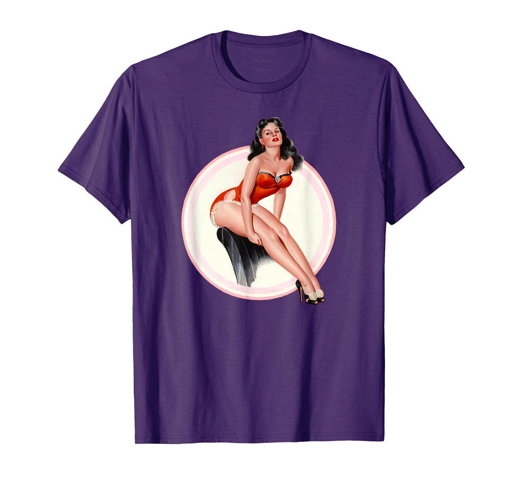 Hot Pin Up Relaxing Red Lingerie T-Shirt - Aesthetic Graphic for Adults - T-Shirt, Sweatshirt, Hoodie