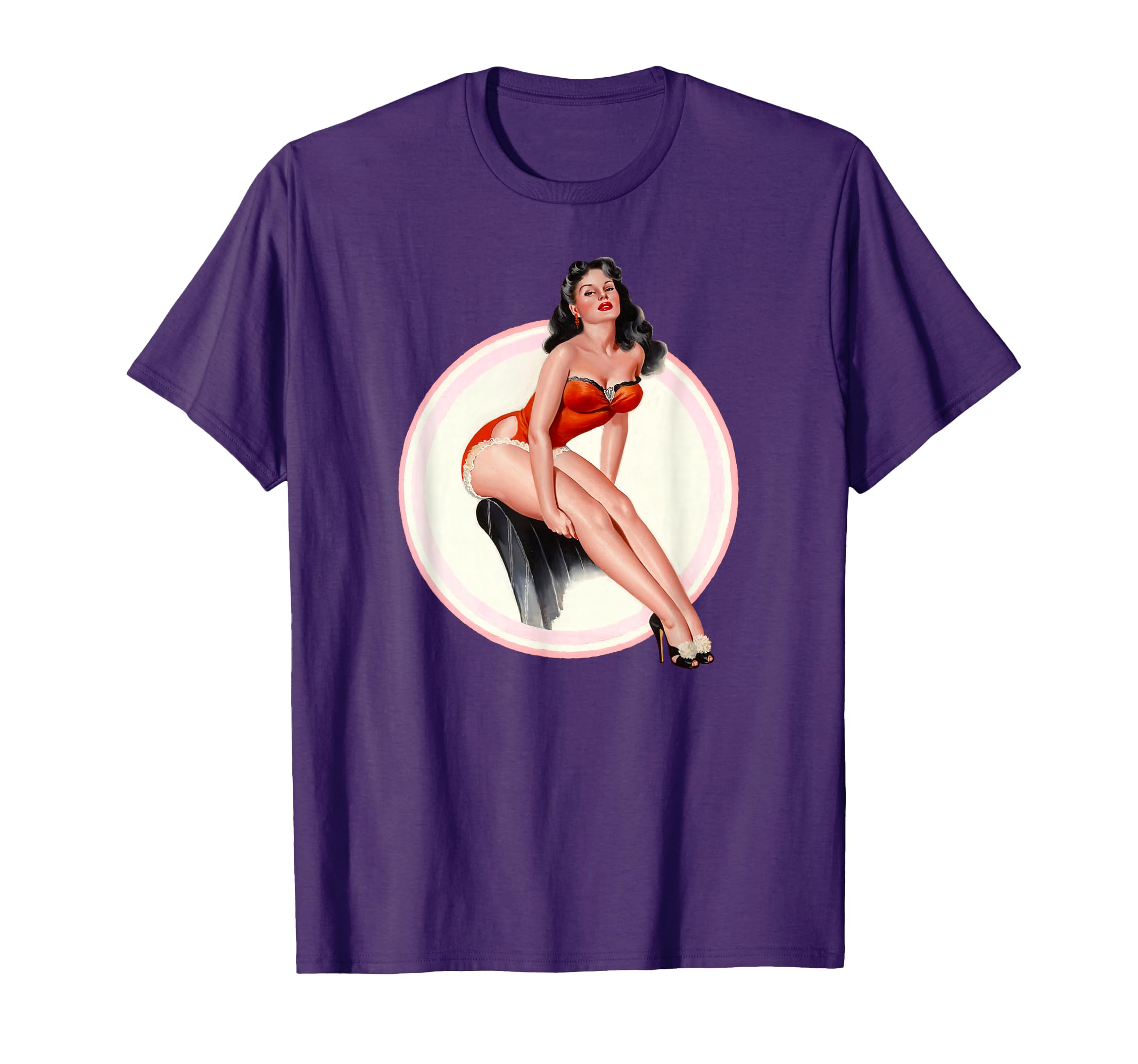 Hot Pin Up Relaxing Red Lingerie T-Shirt - Aesthetic Graphic for Adults - T-Shirt, Sweatshirt, Hoodie