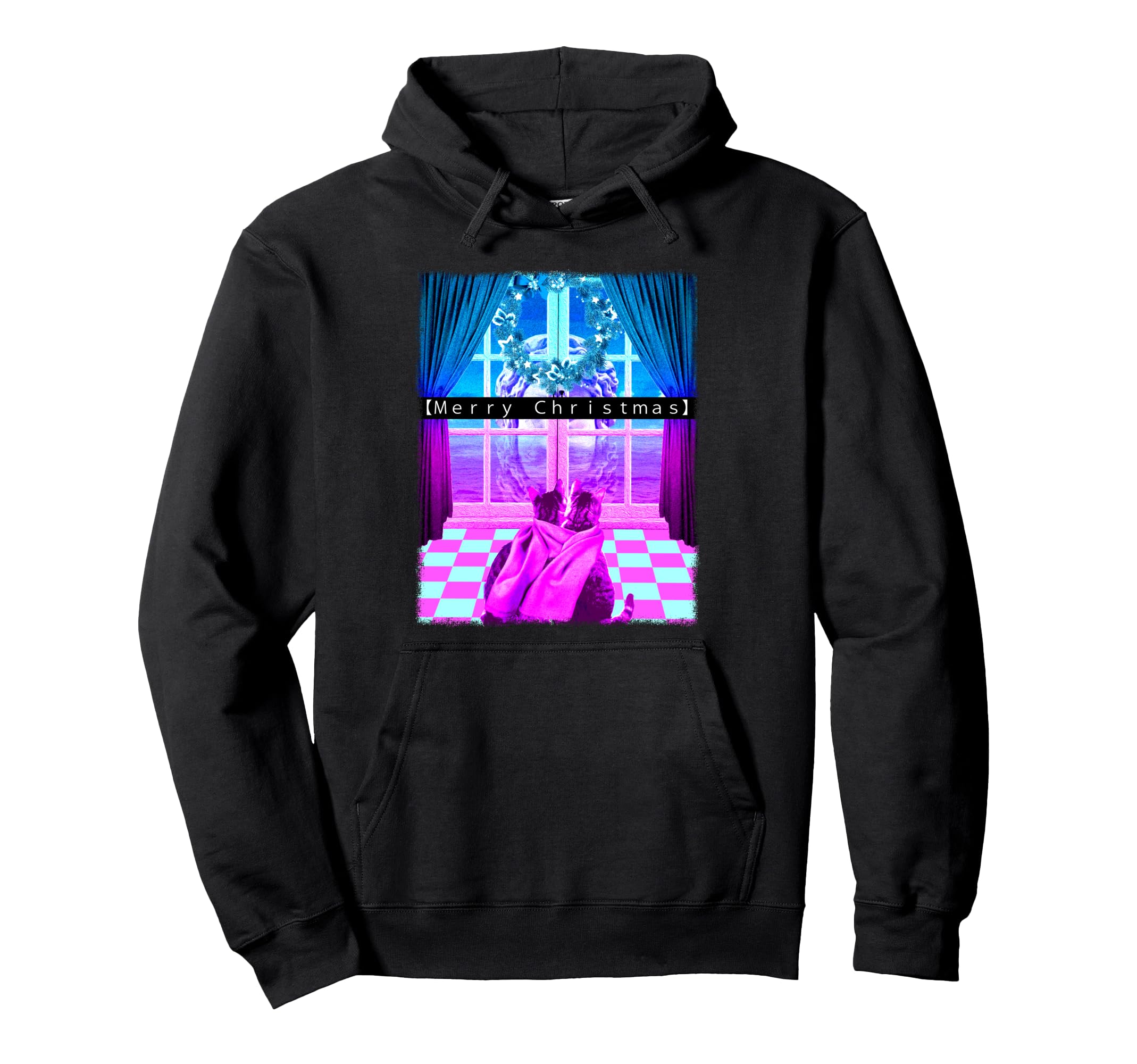 Vaporwave Cats Merry 1980S 1990S Hoodie - Custom Art Print for Adults - T-Shirt, Sweatshirt, Hoodie