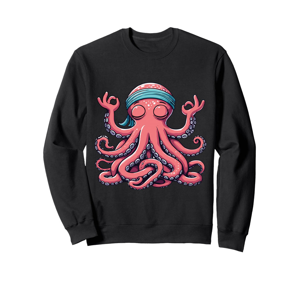 Meditation Octopus Yoga Pose Sweatshirt - Minimalist Print for Adults - T-Shirt, Sweatshirt, Hoodie