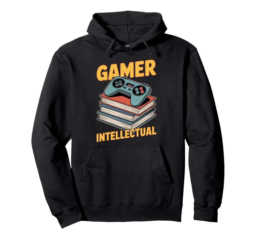 Gamer Intellectual Controller Books Hoodie - Fun Novelty Design for Adults - T-Shirt, Sweatshirt, Hoodie
