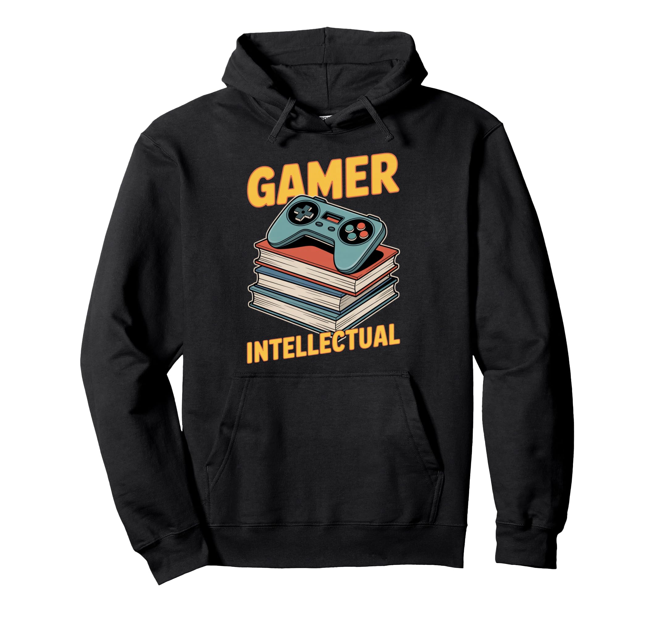 Gamer Intellectual Controller Books Hoodie - Fun Novelty Design for Adults - T-Shirt, Sweatshirt, Hoodie
