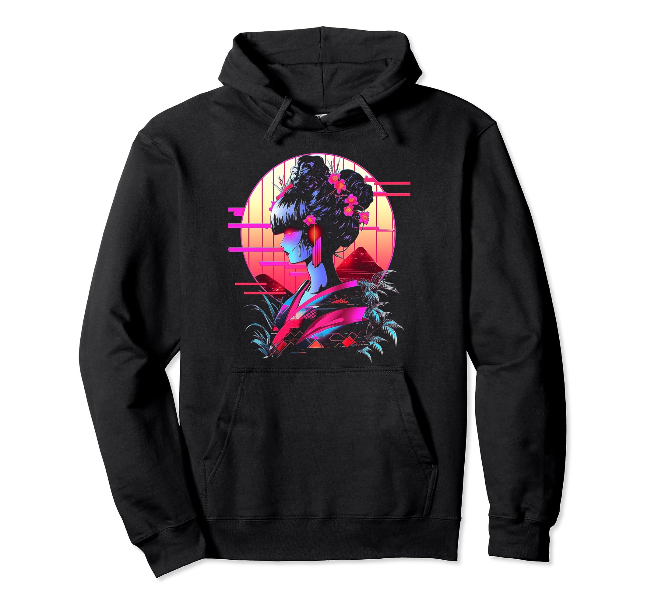 Vaporwave Geisha 80S Synthwave 33 Hoodie - Aesthetic Graphic Men Women - T-Shirt, Sweatshirt, Hoodie