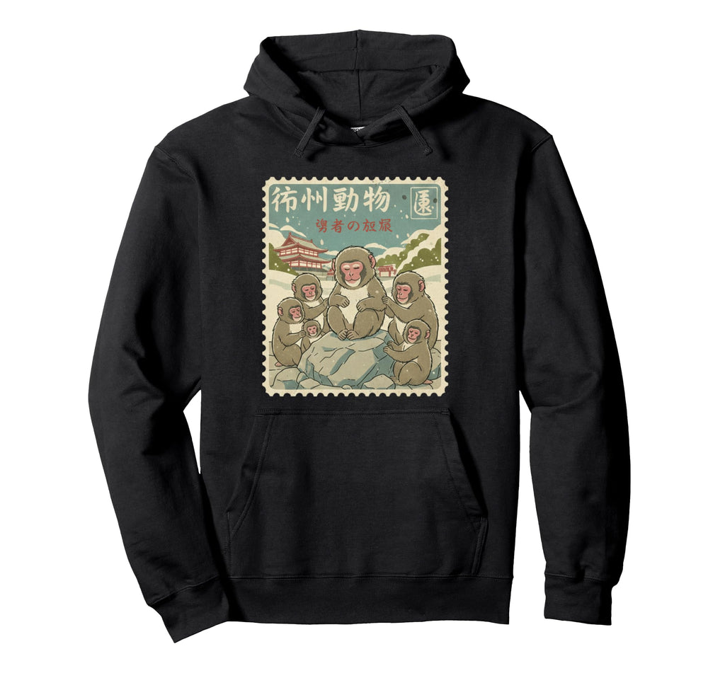 Japan Postcard Little Monkey Punch Hoodie - Casual Everyday Wear Unisex - T-Shirt, Sweatshirt, Hoodie