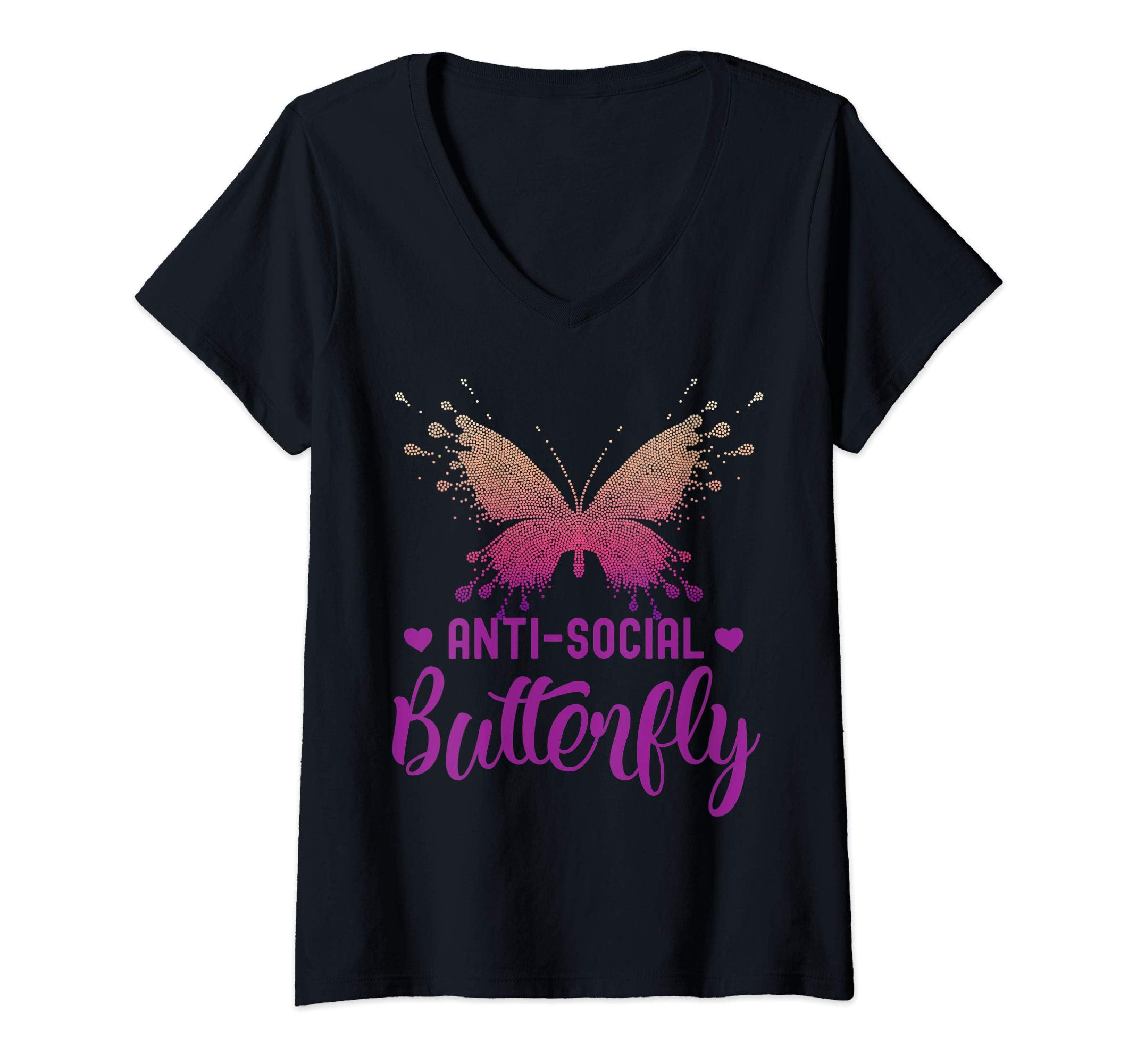 Womens Anti Social Butterfly Unique T-Shirt - Unique Graphic Unisex - T-Shirt, Sweatshirt, Hoodie