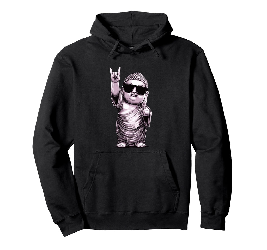 Buddha Peace Sign Rock Hoodie - Minimalist Print Unisex - T-Shirt, Sweatshirt, Hoodie