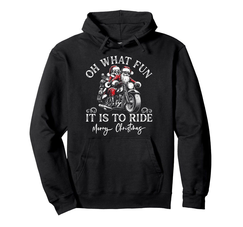 Santa Mrs Claus Motorcycle Ride Hoodie - Aesthetic Graphic Men Women - T-Shirt, Sweatshirt, Hoodie
