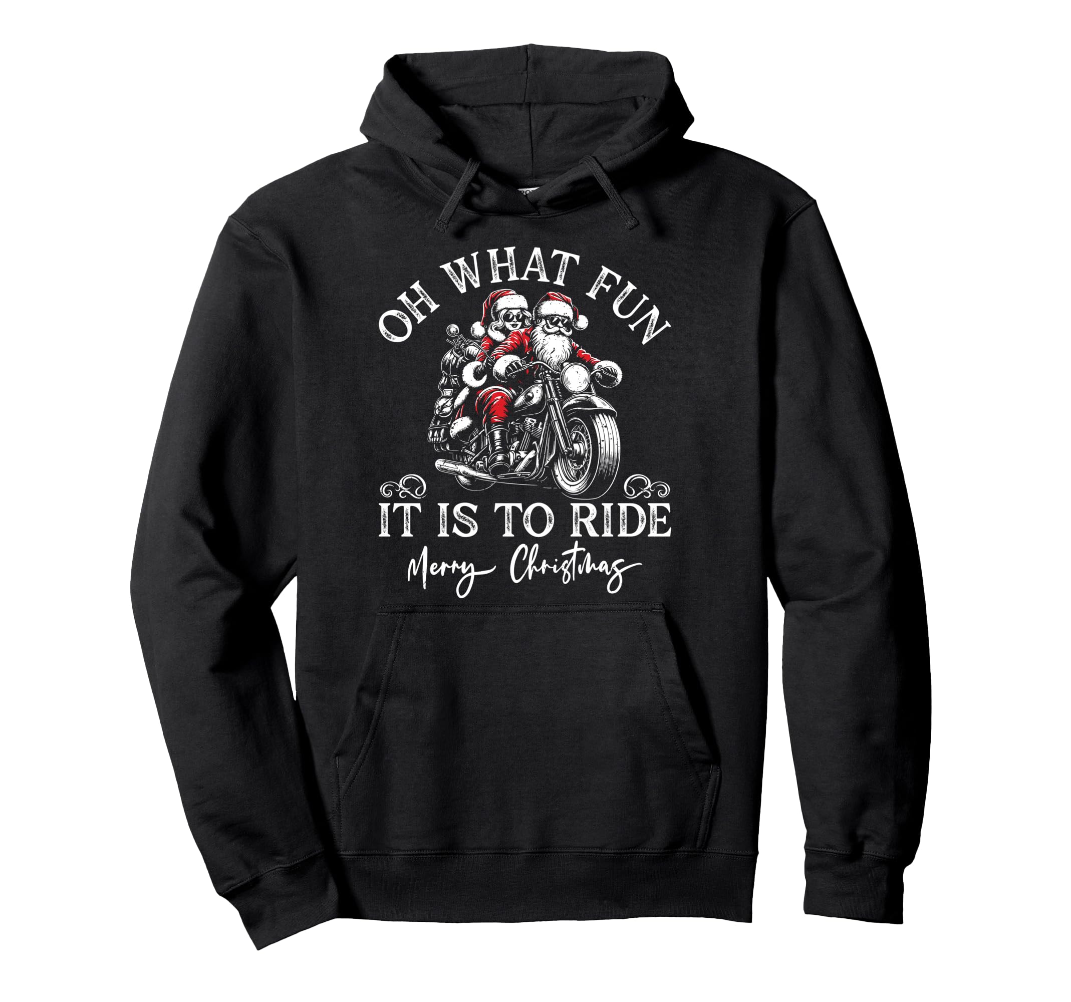 Santa Mrs Claus Motorcycle Ride Hoodie - Aesthetic Graphic Men Women - T-Shirt, Sweatshirt, Hoodie