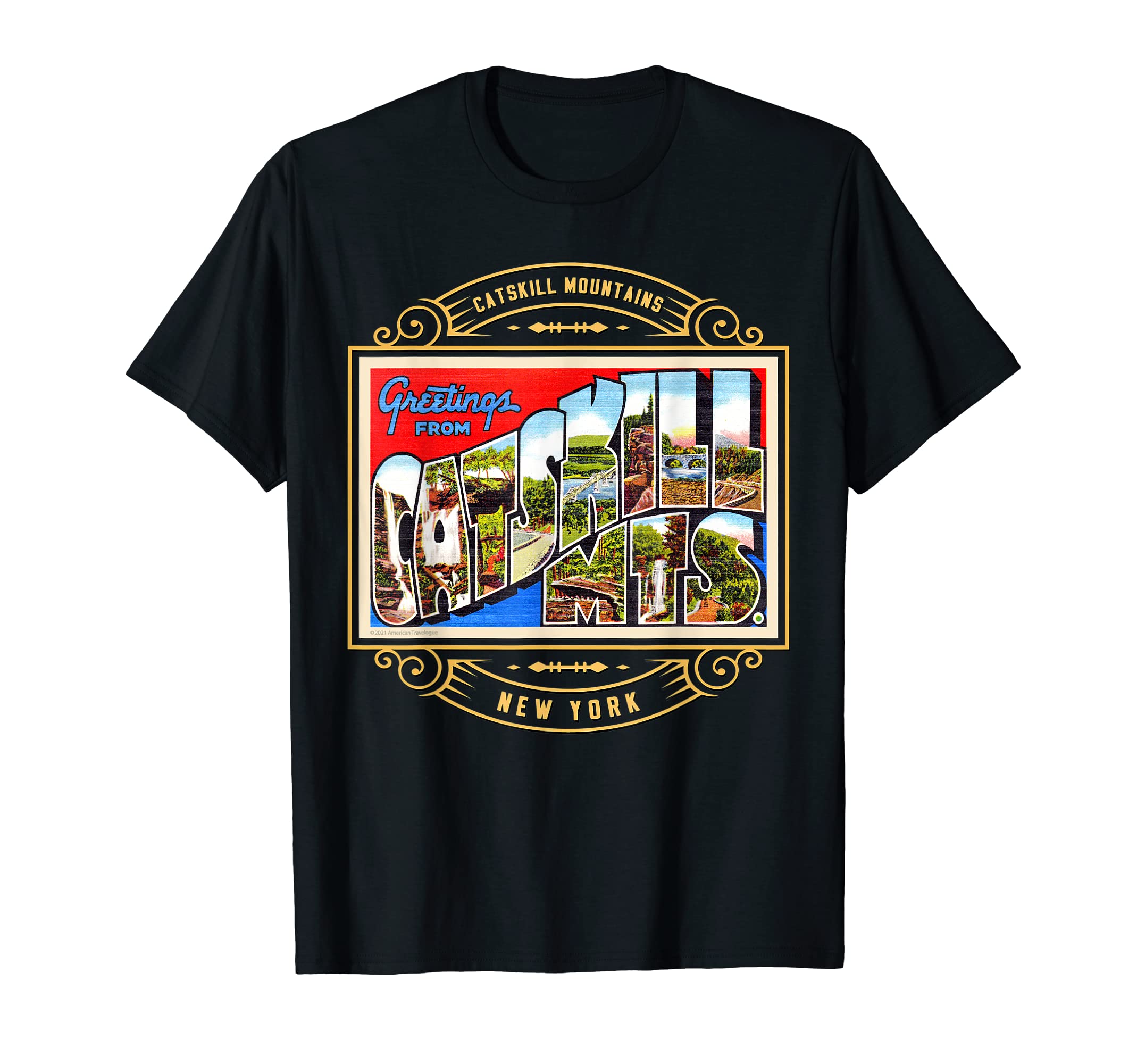 Catskill Mountains New York Ny Large Letter T-Shirt - Graphic Print Unisex - T-Shirt, Sweatshirt, Hoodie