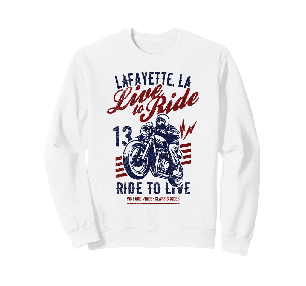 Lafayette Louisiana Motorcycle Skull Sweatshirt - Minimalist Print Unisex - T-Shirt, Sweatshirt, Hoodie