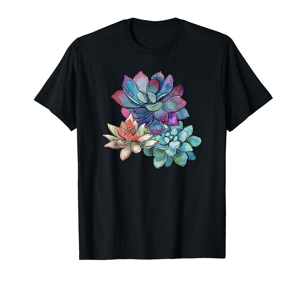 Succulent Beautiful Watercolor Succulents T-Shirt - Unique Graphic Unisex - T-Shirt, Sweatshirt, Hoodie