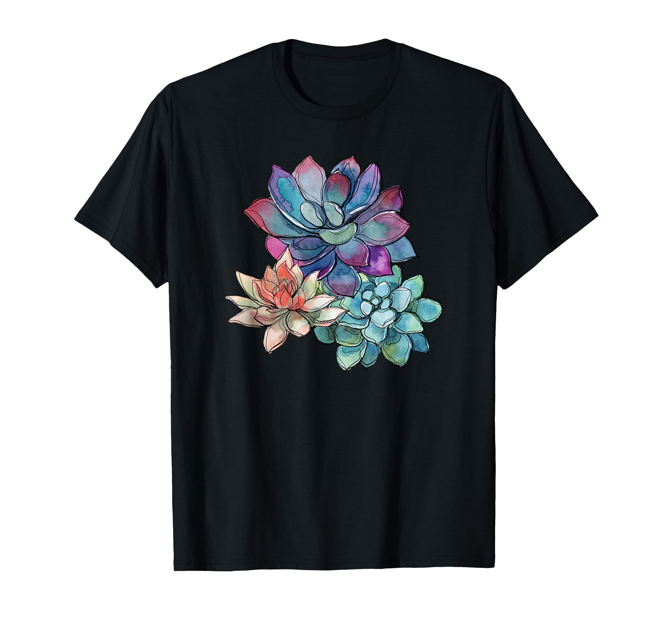 Succulent Beautiful Watercolor Succulents T-Shirt - Unique Graphic Unisex - T-Shirt, Sweatshirt, Hoodie