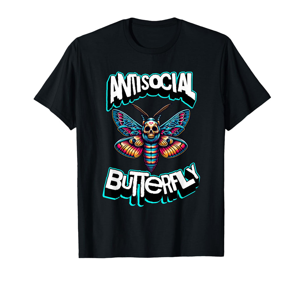 Antisocial Butterfly Funny Death Head T-Shirt - Minimalist Print Unisex - T-Shirt, Sweatshirt, Hoodie