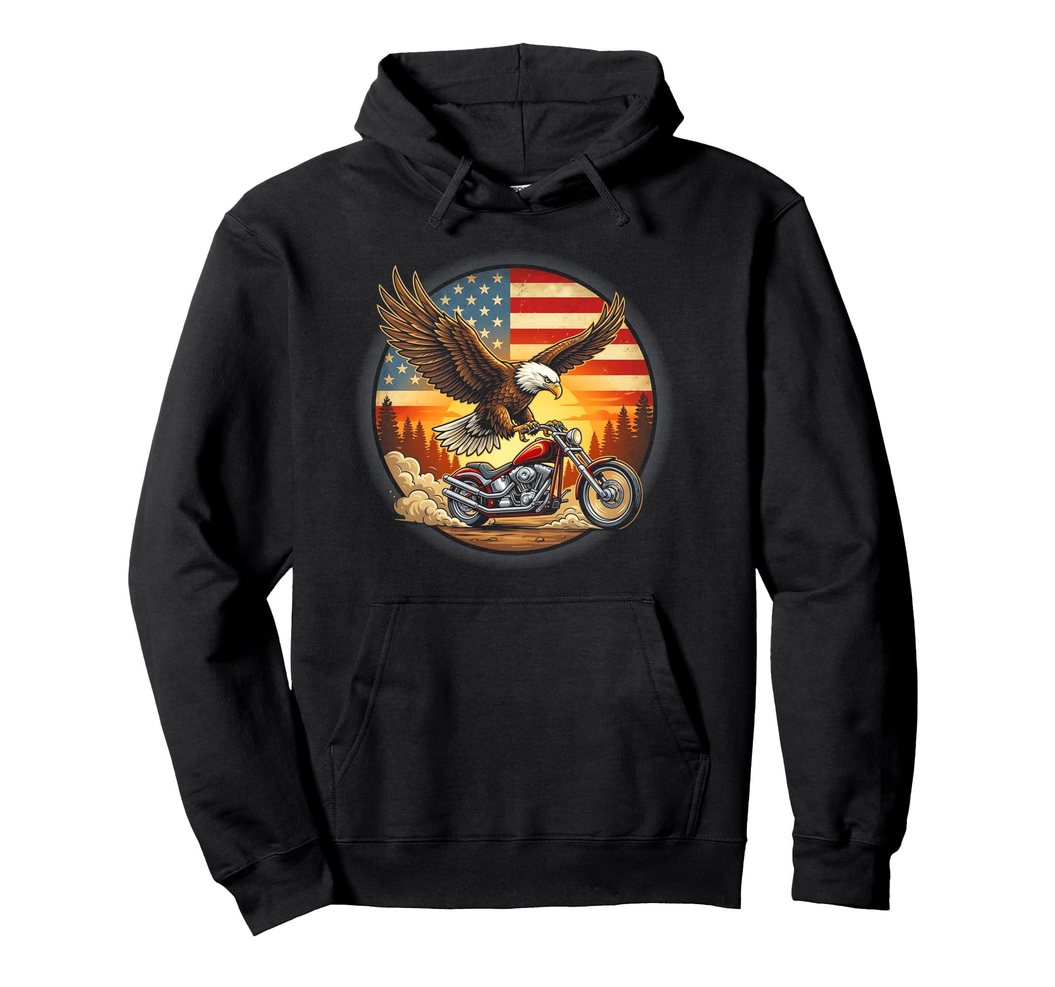 Usa Flag Motorcycle Usa Flag Biker Hoodie - Casual Everyday Wear for Adults - T-Shirt, Sweatshirt, Hoodie