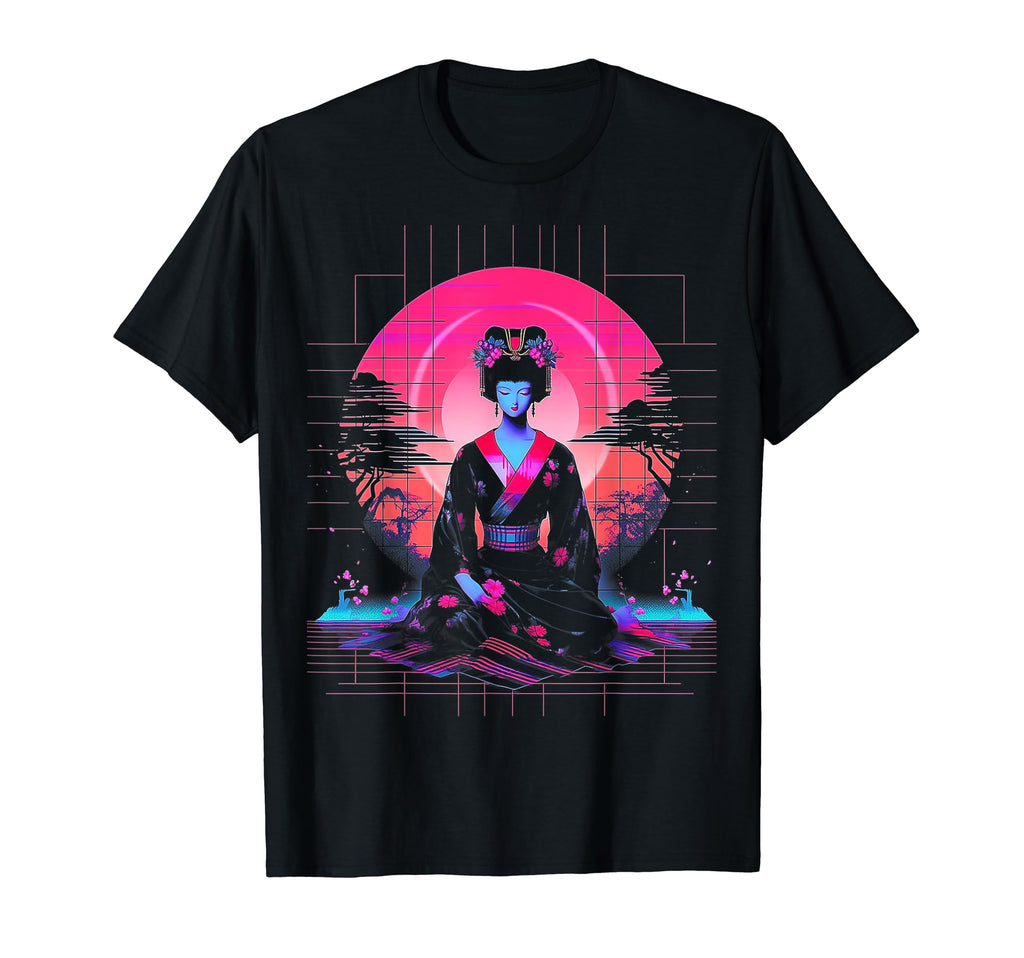 Vaporwave Geisha 80S Synthwave 21 T-Shirt - Casual Everyday Wear for Adults - T-Shirt, Sweatshirt, Hoodie