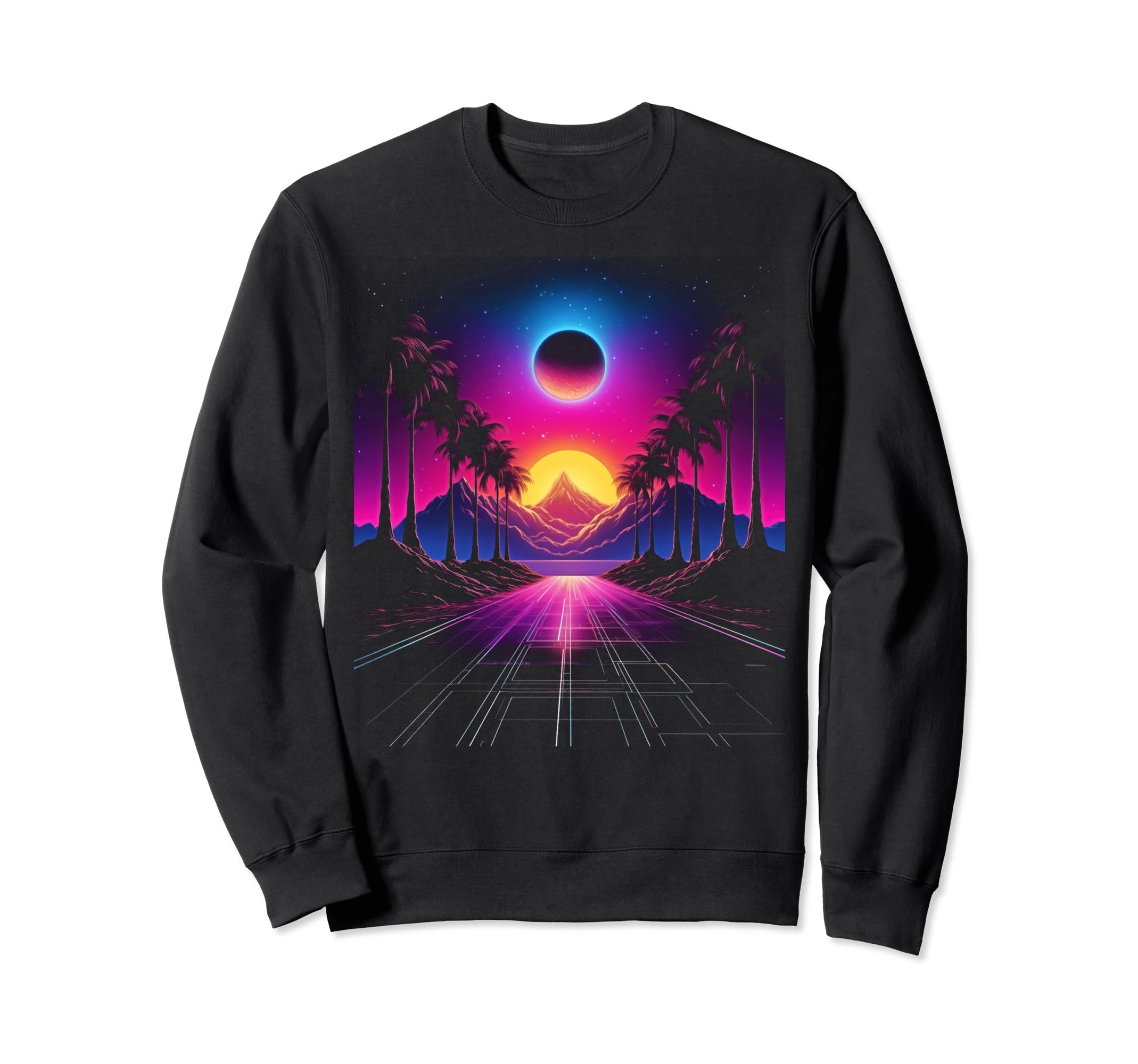 Vaporwave Solar System 80S Synthwave Sweatshirt - Novelty Apparel Unisex - T-Shirt, Sweatshirt, Hoodie
