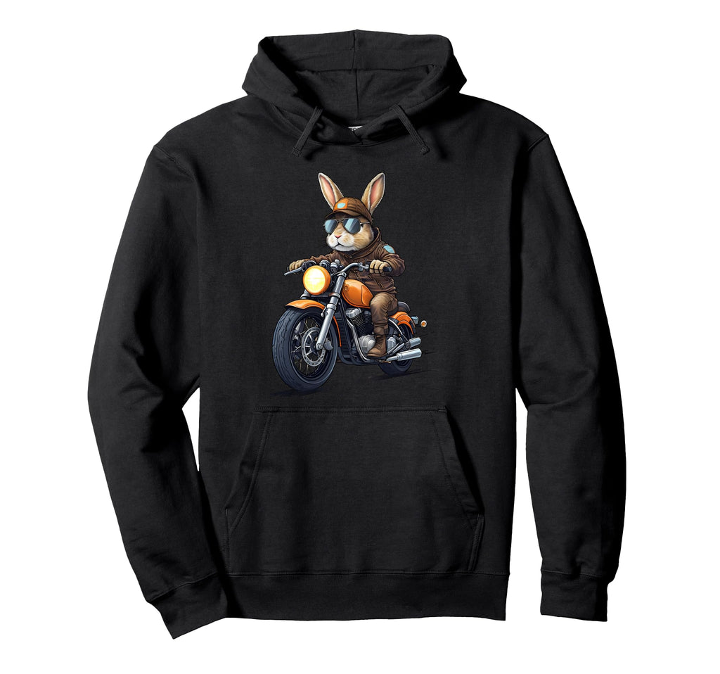 Easter Day Motorbike Bunny Rabbits Hoodie - Unique Graphic Unisex - T-Shirt, Sweatshirt, Hoodie