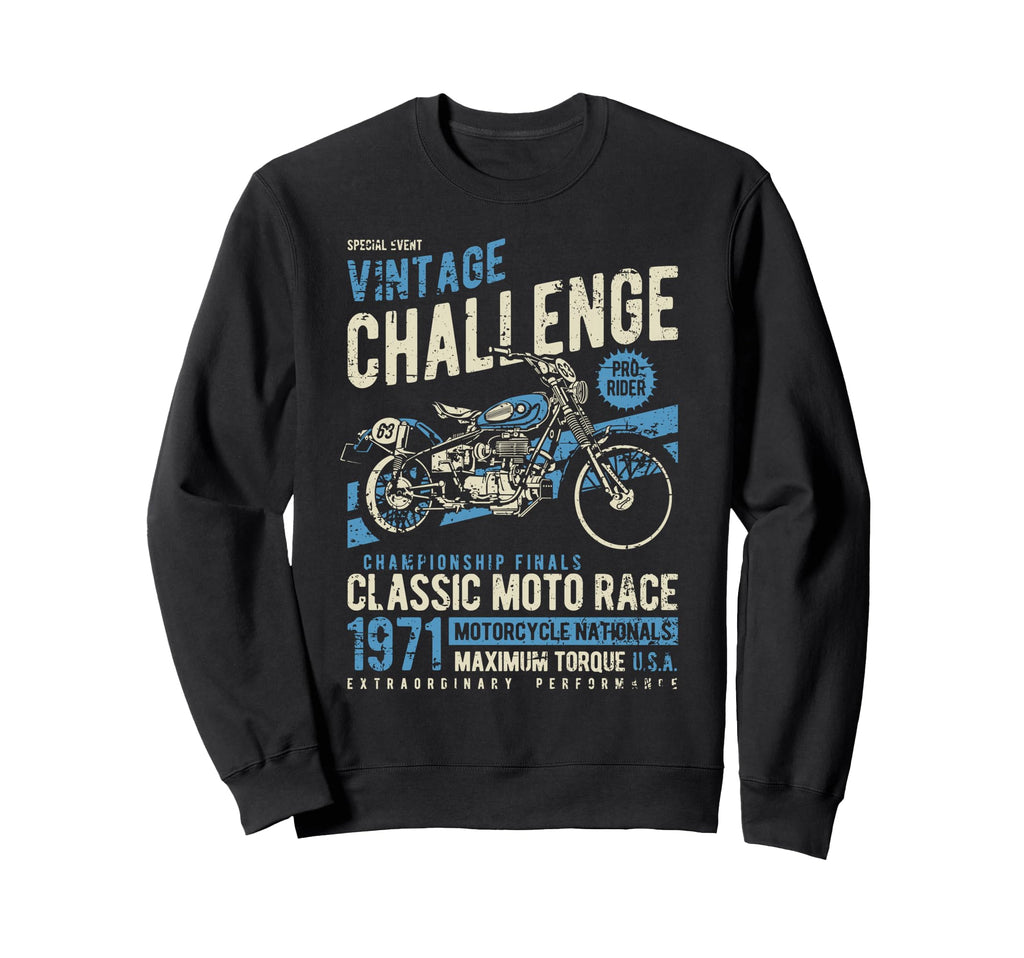 Challenge Motorcycle Race Distressed Sweatshirt - Graphic Print Men Women - T-Shirt, Sweatshirt, Hoodie