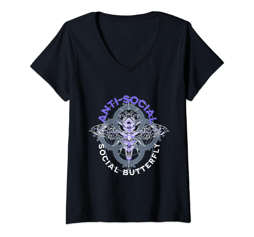 Womens Anti Social Social Butterfly Moth T-Shirt - Streetwear Style Unisex - T-Shirt, Sweatshirt, Hoodie
