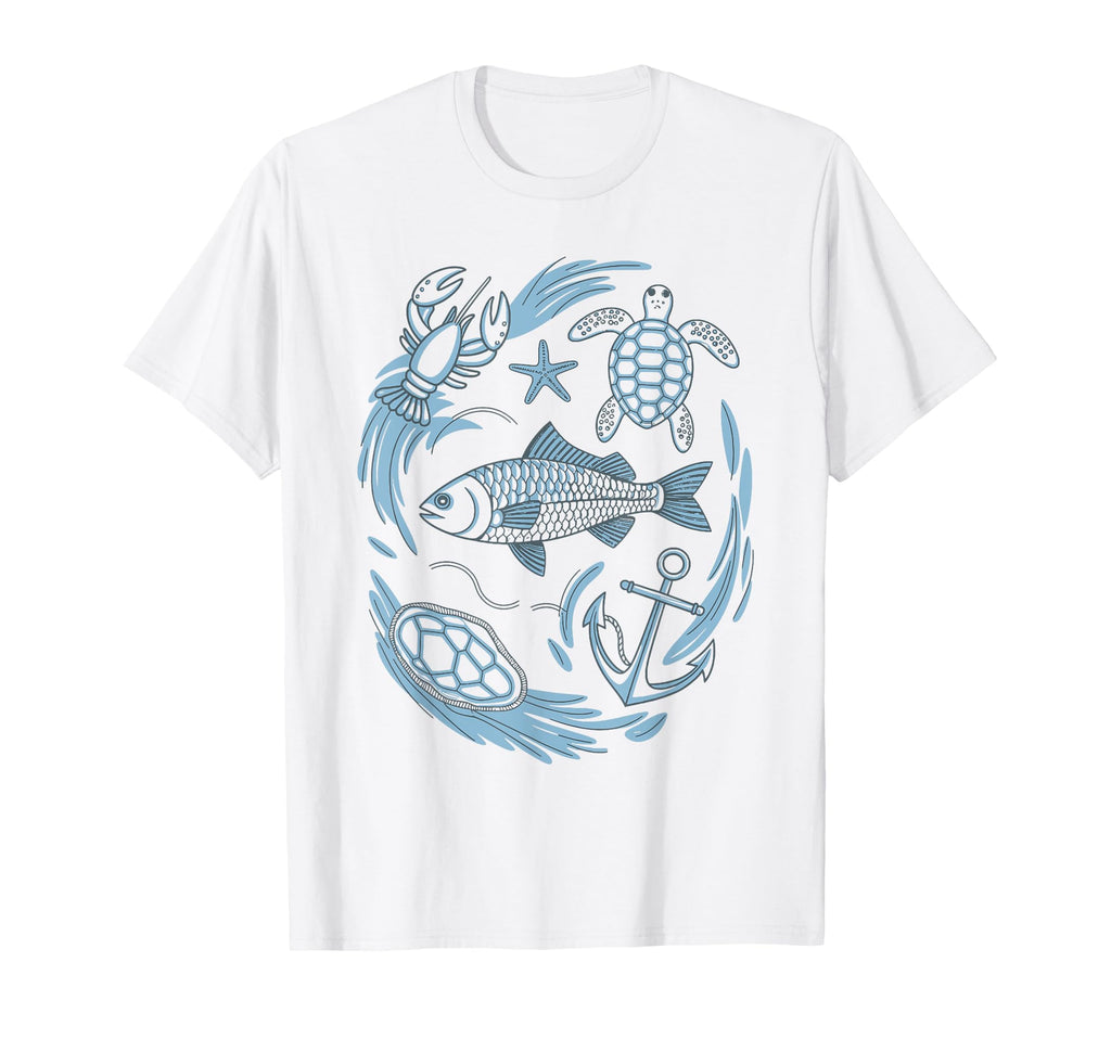 90S Fisherman Aesthetic Fish Beachy Ocean T-Shirt - Unique Graphic Unisex - T-Shirt, Sweatshirt, Hoodie