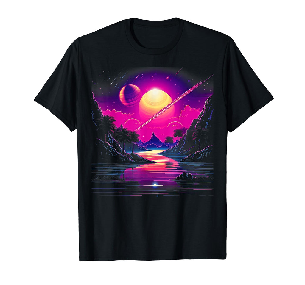 Vaporwave Solar System 80S T-Shirt - Fun Novelty Design Men Women - T-Shirt, Sweatshirt, Hoodie