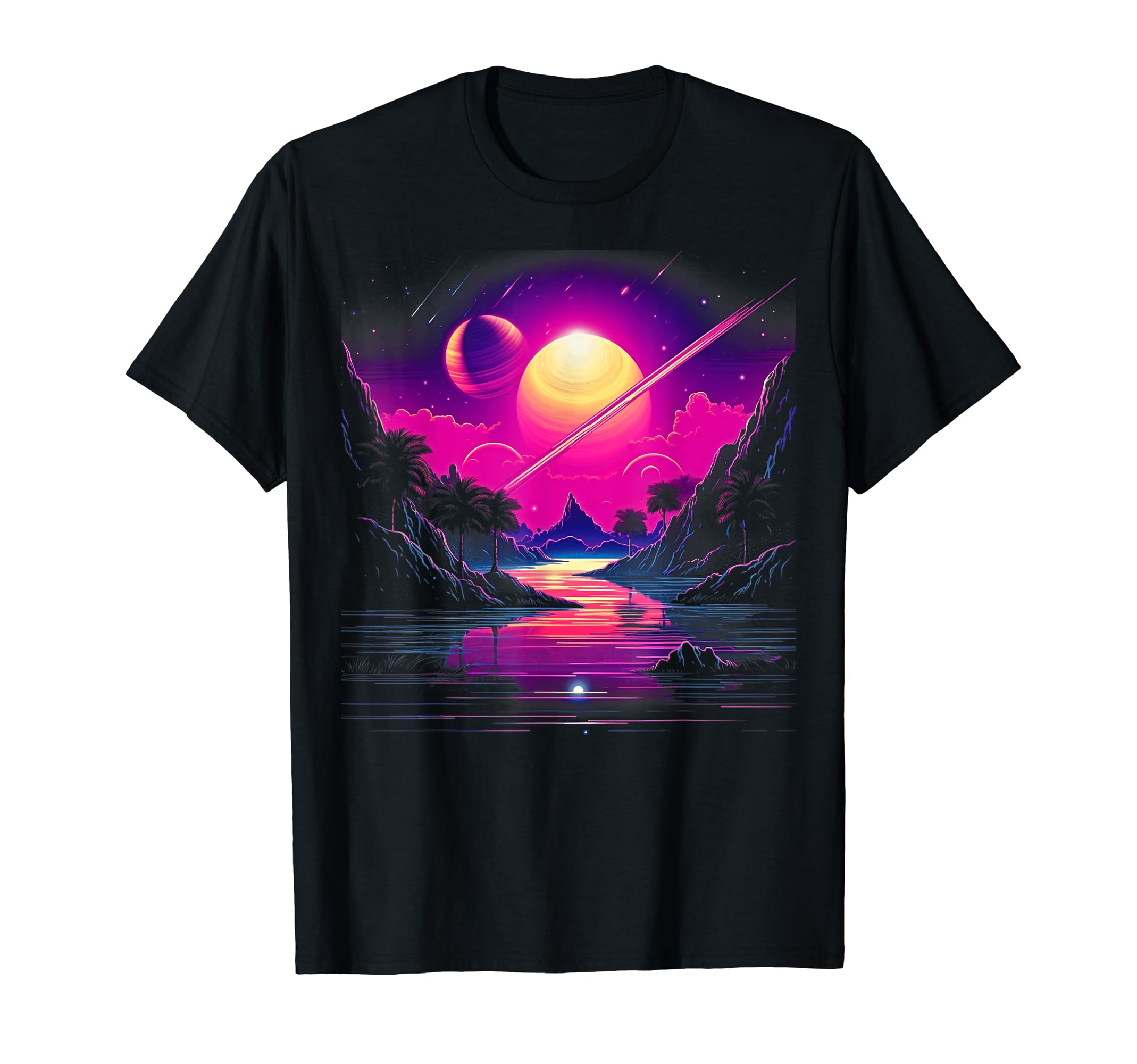 Vaporwave Solar System 80S T-Shirt - Fun Novelty Design Men Women - T-Shirt, Sweatshirt, Hoodie