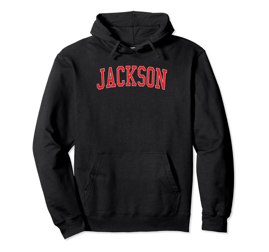 Jackson Wy Distressed Red Varsity Hoodie - Trendy Graphic for Adults - T-Shirt, Sweatshirt, Hoodie