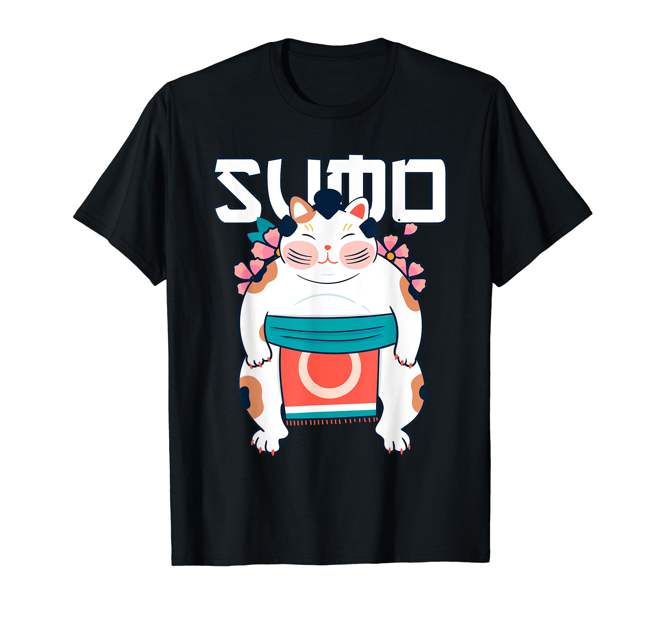 Japanese Neo Traditional Art Neko Sumo T-Shirt - Unique Graphic Men Women - T-Shirt, Sweatshirt, Hoodie