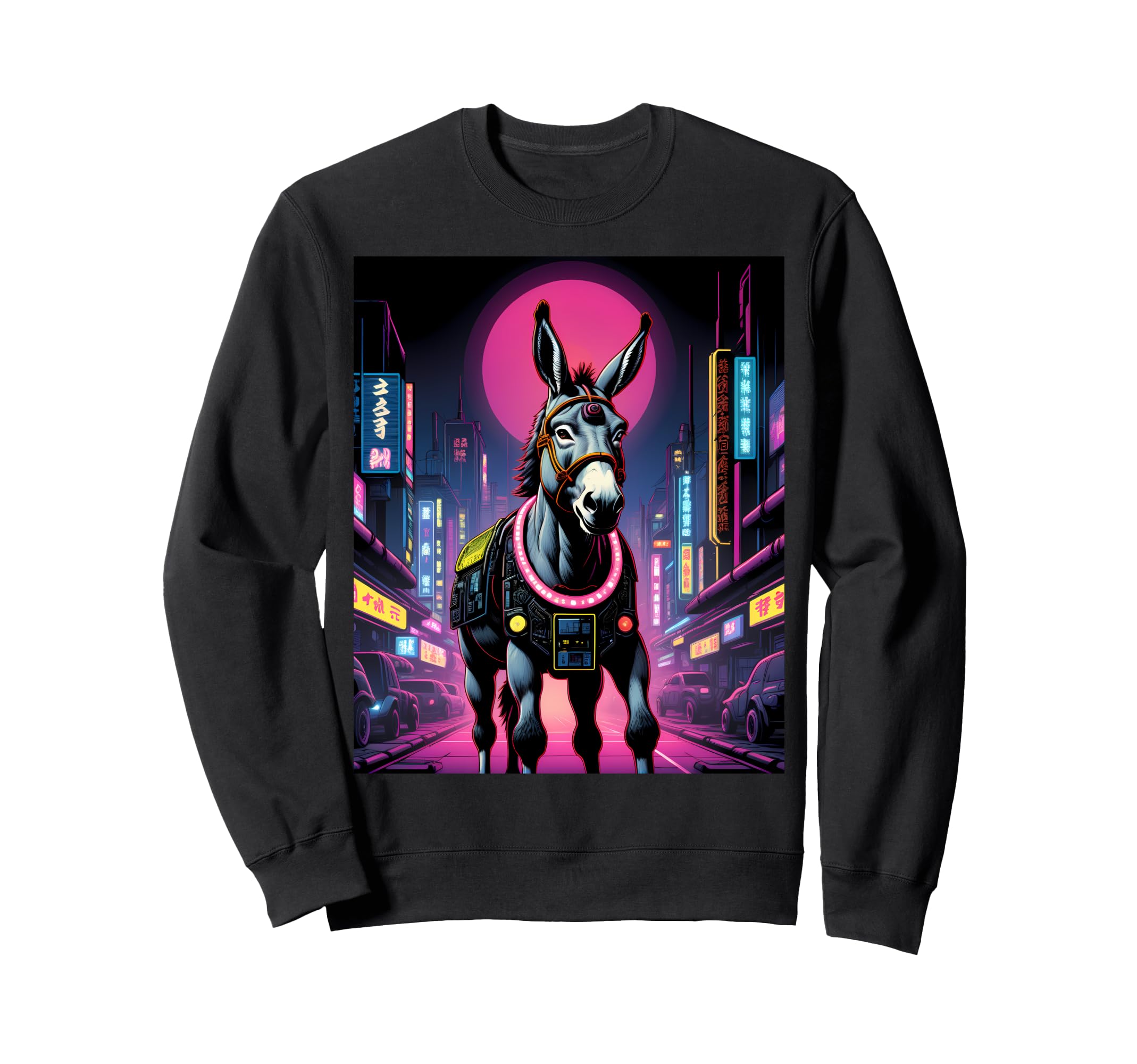 Vaporwave Donkey 80S Synthwave Sweatshirt - Graphic Print Unisex - T-Shirt, Sweatshirt, Hoodie