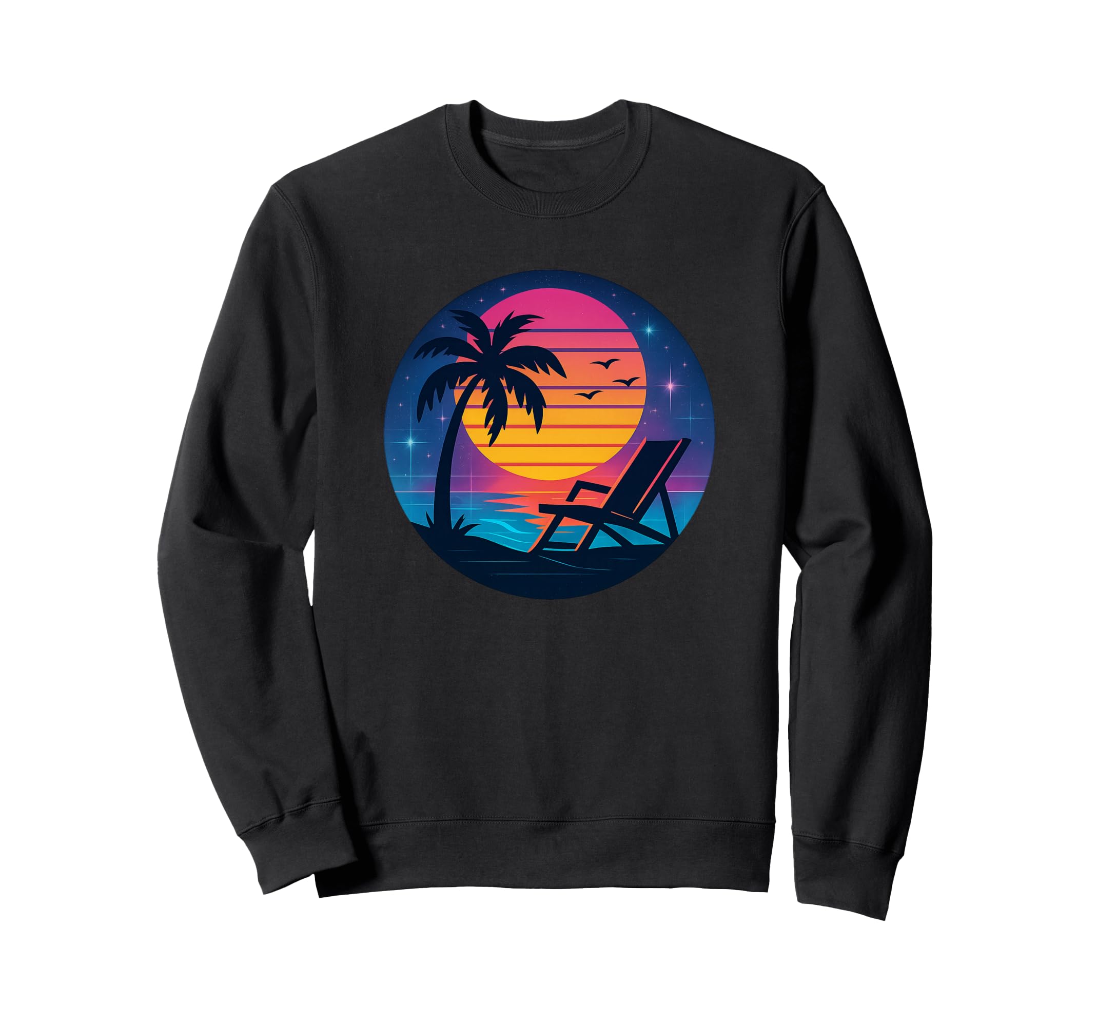 Beach Sunset 70S 80S Nostalgic Sweatshirt - Graphic Print for Adults - T-Shirt, Sweatshirt, Hoodie