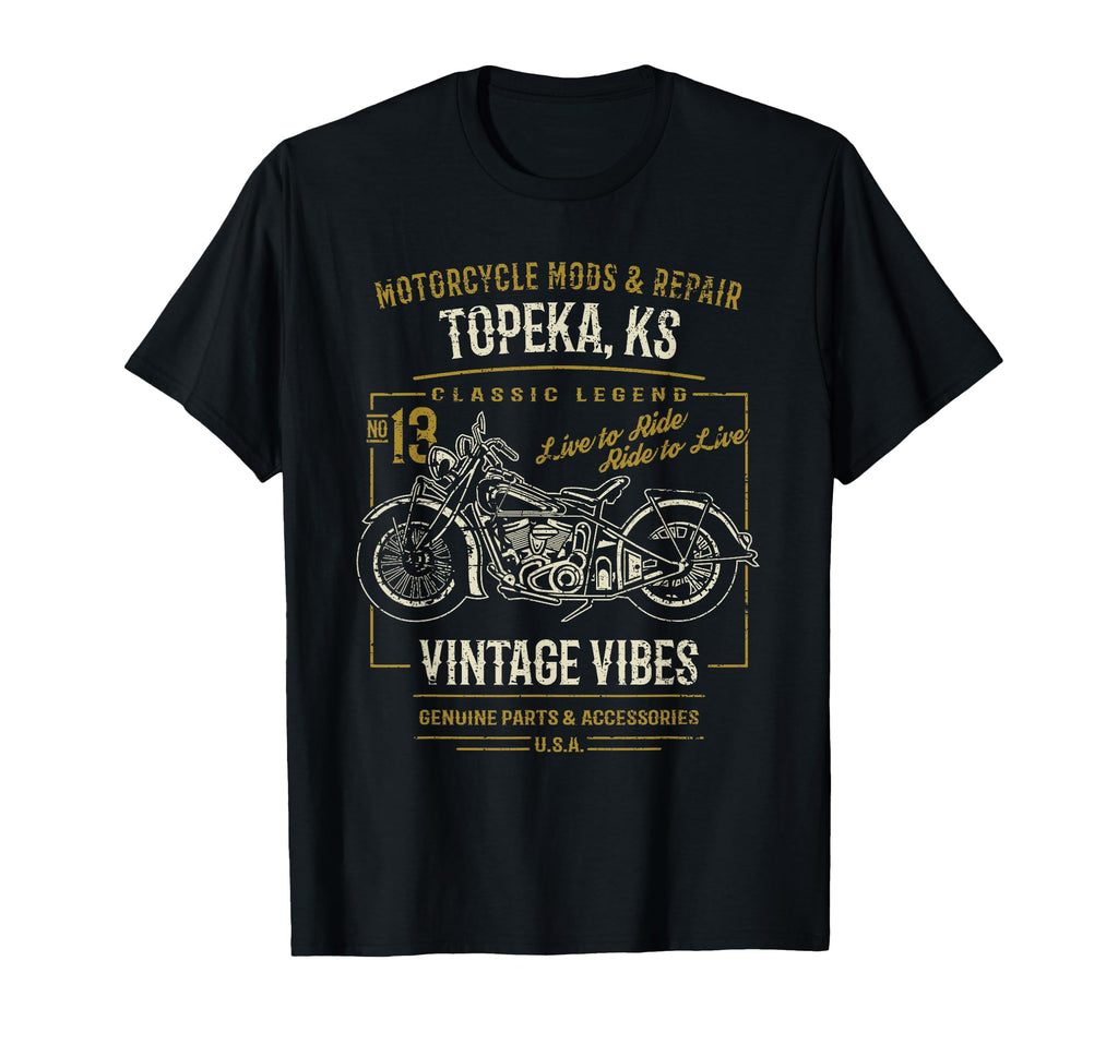 Topeka Ks Usa Motorcycle Distressed T-Shirt - Trendy Graphic Men Women - T-Shirt, Sweatshirt, Hoodie