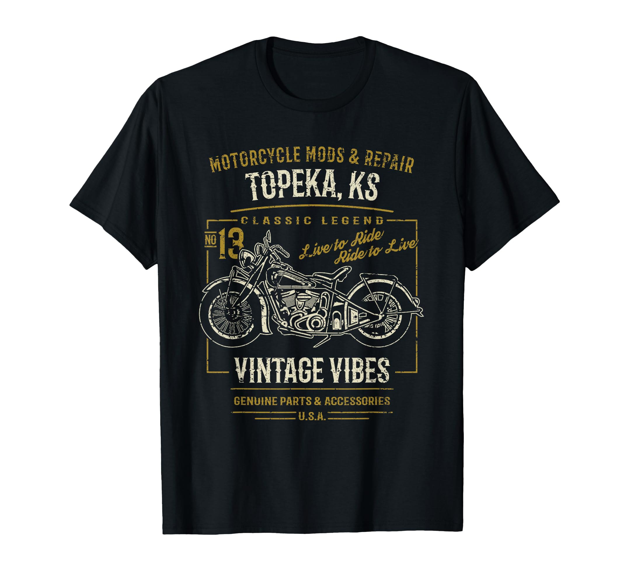 Topeka Ks Usa Motorcycle Distressed T-Shirt - Trendy Graphic Men Women - T-Shirt, Sweatshirt, Hoodie