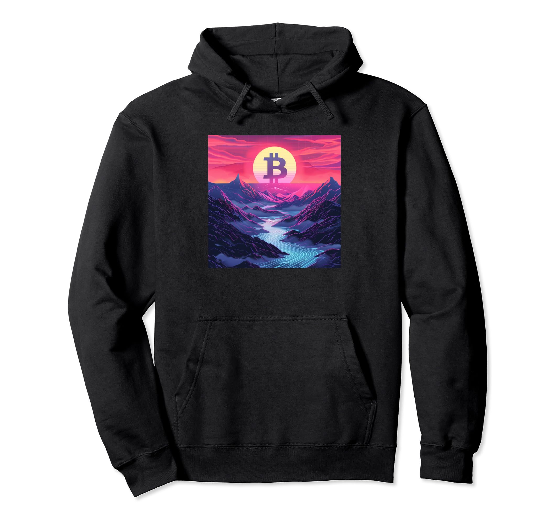Bitcoin Vaporwave Aesthetic 90S Hoodie - Casual Everyday Wear Men Women - T-Shirt, Sweatshirt, Hoodie
