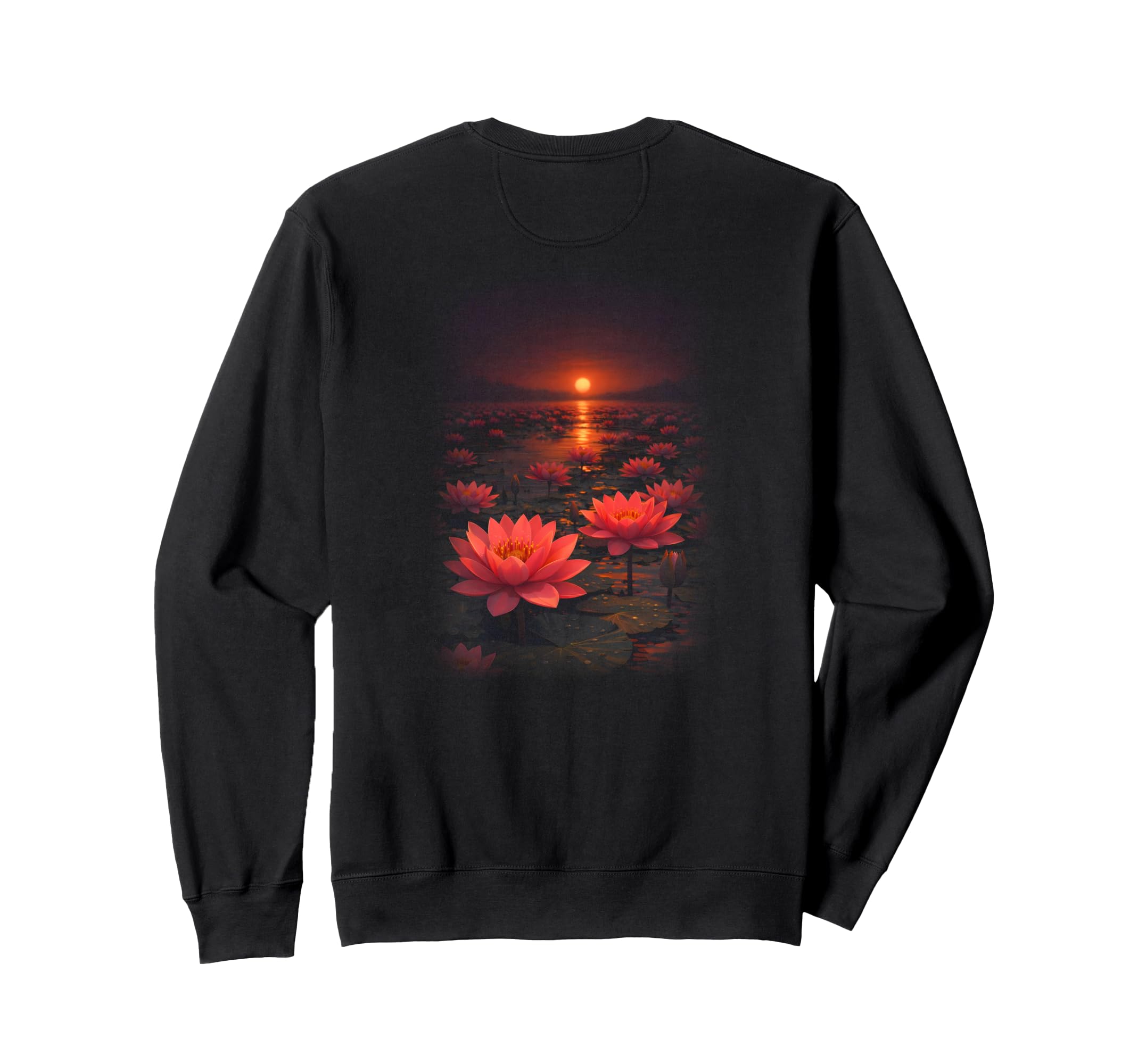 Lotus Lake Sunset Spiritual Calm Sweatshirt - Trendy Graphic Men Women - T-Shirt, Sweatshirt, Hoodie