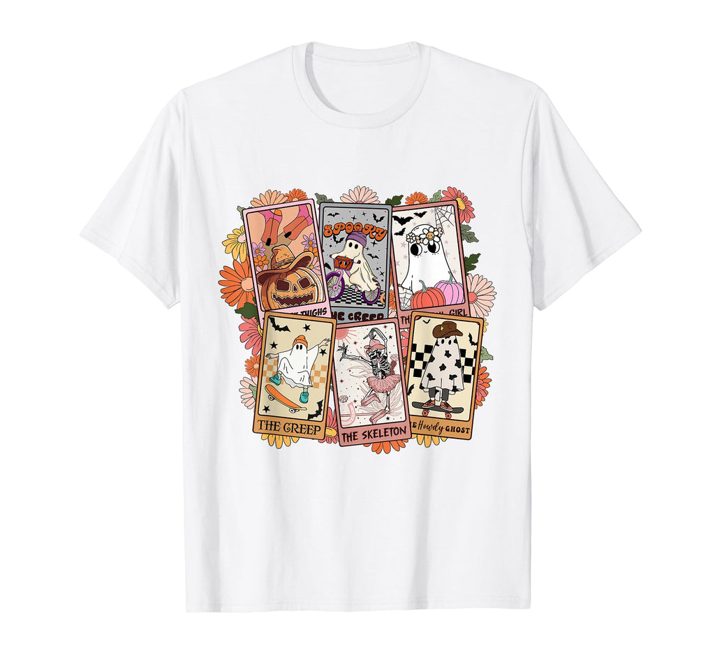 Floral Western Halloween Ghost Tarot T-Shirt - Graphic Print Men Women - T-Shirt, Sweatshirt, Hoodie