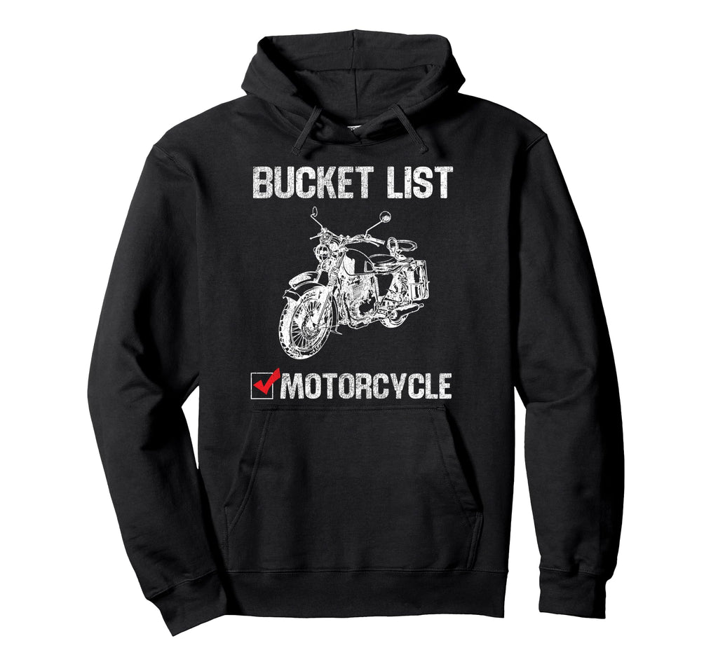 Motorcycle Biker Bucket List Hoodie - Minimalist Print for Adults - T-Shirt, Sweatshirt, Hoodie