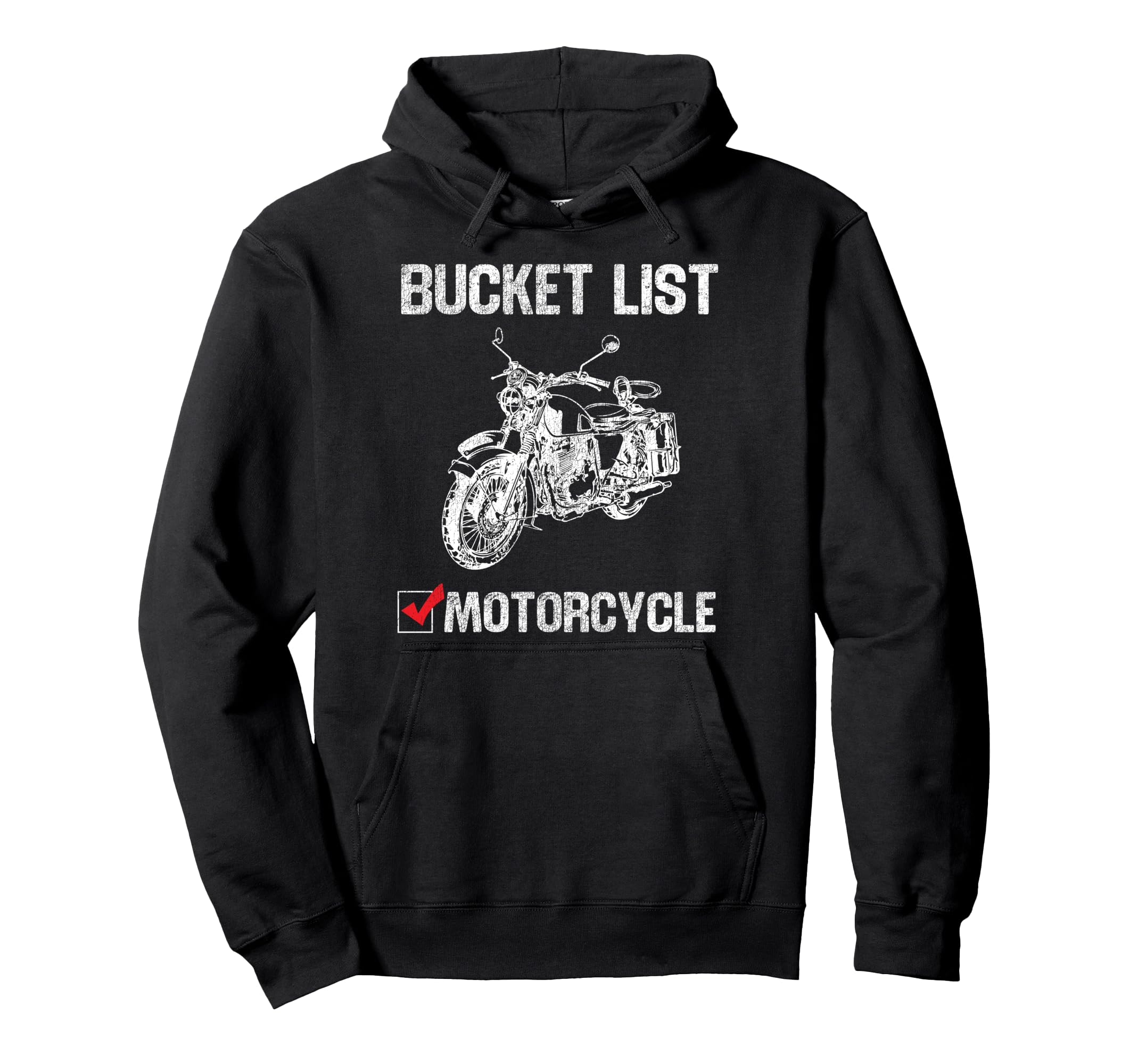 Motorcycle Biker Bucket List Hoodie - Minimalist Print for Adults - T-Shirt, Sweatshirt, Hoodie