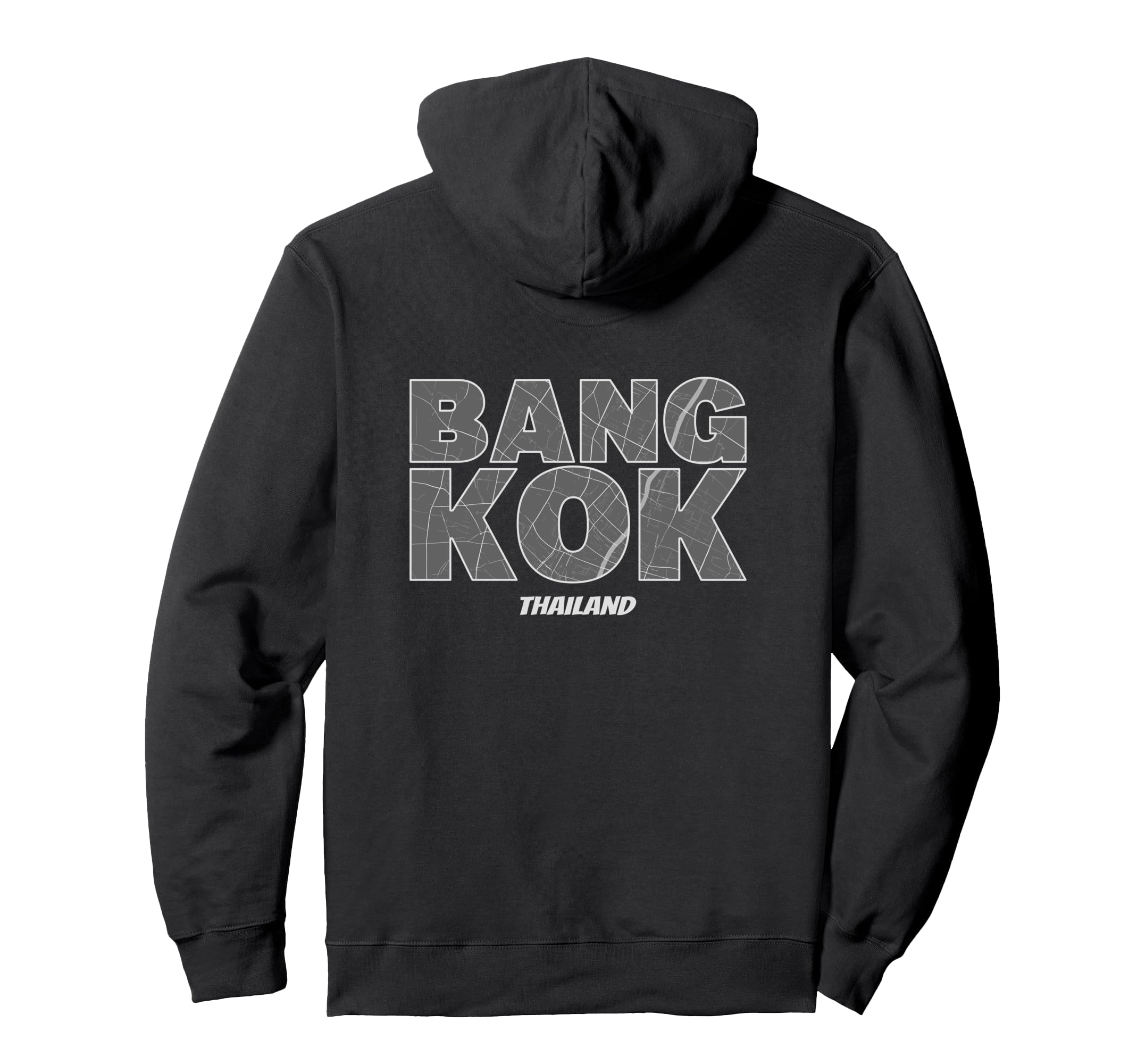 Bangkok Thailand City Map Typography Hoodie - Graphic Print for Adults - T-Shirt, Sweatshirt, Hoodie