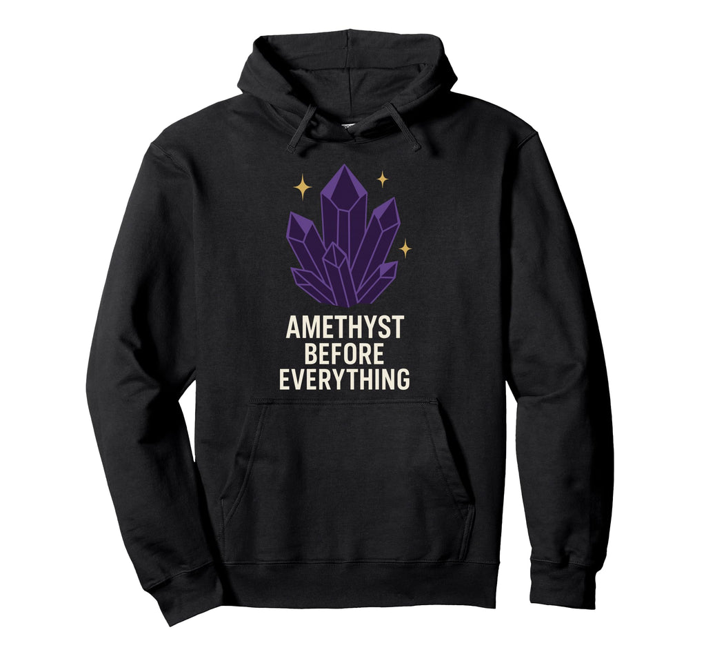 Amethyst Addict Healing Crystal Energy Hoodie - Custom Art Print Unisex - T-Shirt, Sweatshirt, Hoodie