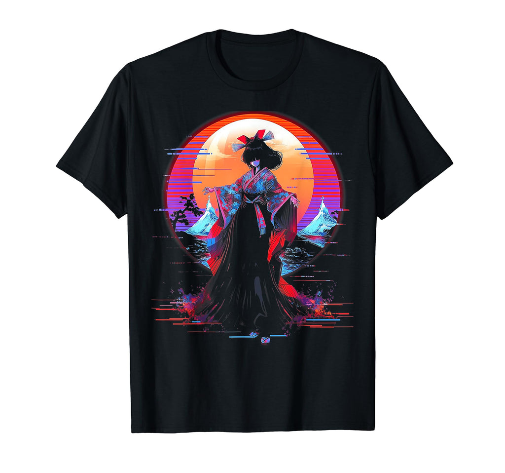 Vaporwave Geisha 80S Synthwave 16 T-Shirt - Casual Everyday Wear Unisex - T-Shirt, Sweatshirt, Hoodie
