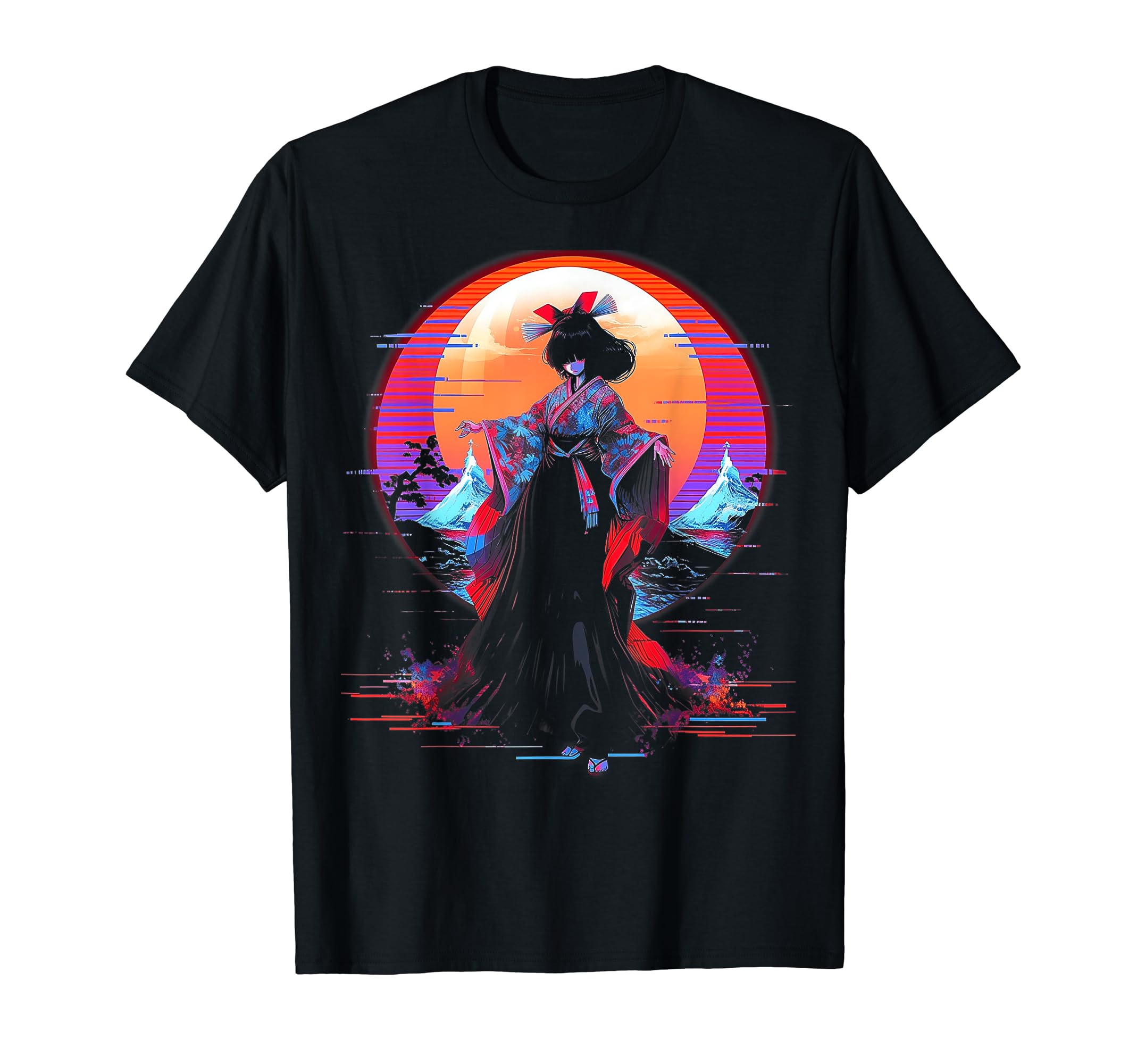 Vaporwave Geisha 80S Synthwave 16 T-Shirt - Casual Everyday Wear Unisex - T-Shirt, Sweatshirt, Hoodie