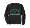 Peace Love Hope Green Ribbon Sweatshirt - Casual Everyday Wear Men Women - T-Shirt, Sweatshirt, Hoodie